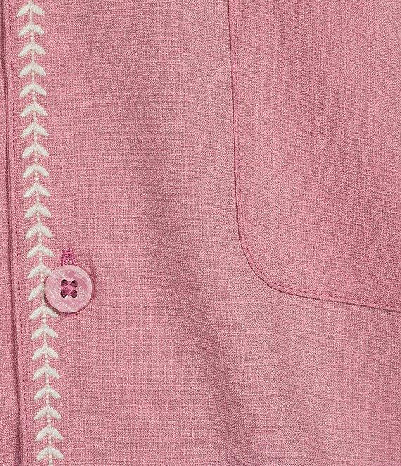 Caribbean Solid Cross Hatch Short Sleeve Woven Camp Shirt Product Image