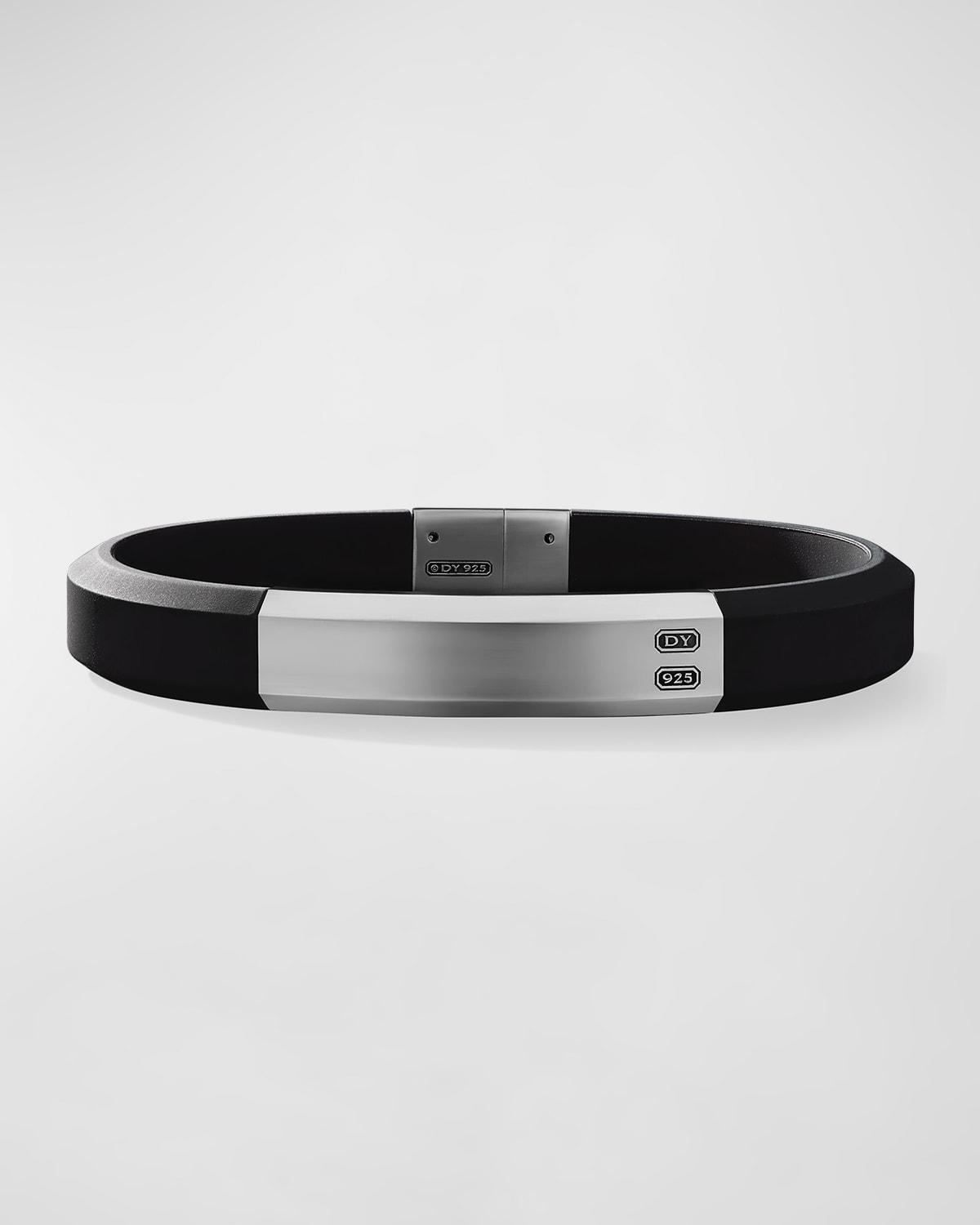 David Yurman Mens Sterling Silver Streamline Black Rubber Statement Bracelet Product Image