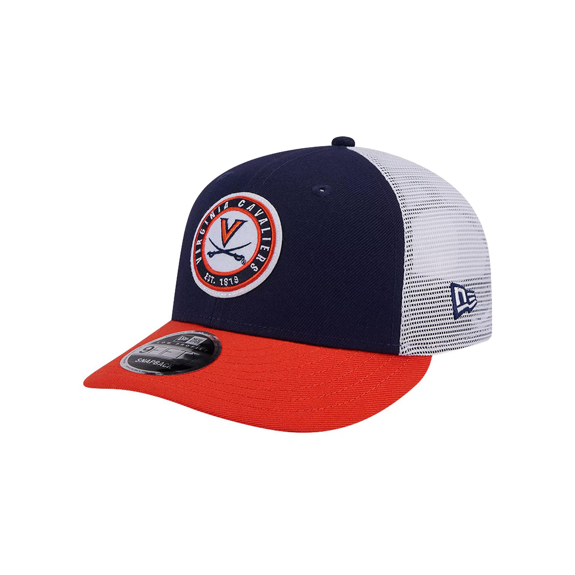 Men's New Era Navy Virginia Cavaliers Throwback Circle Patch 9FIFTY Trucker Snapback Hat, Blue Product Image