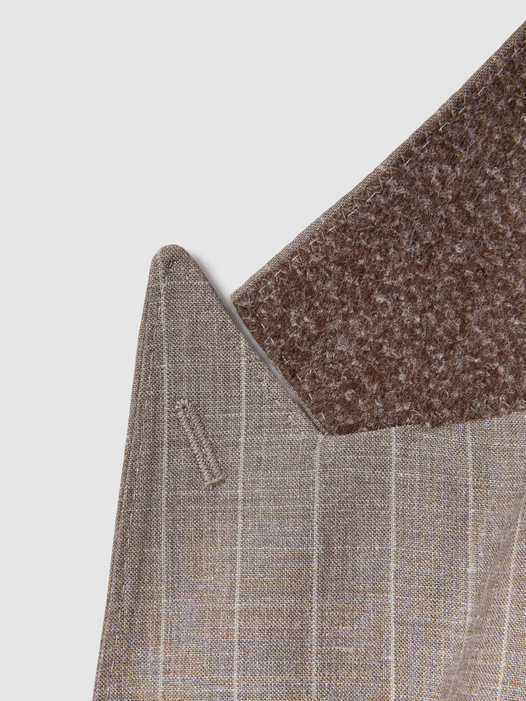 Slim Fit Wool-Silk-Linen Double Breasted Blazer in Mocha Product Image