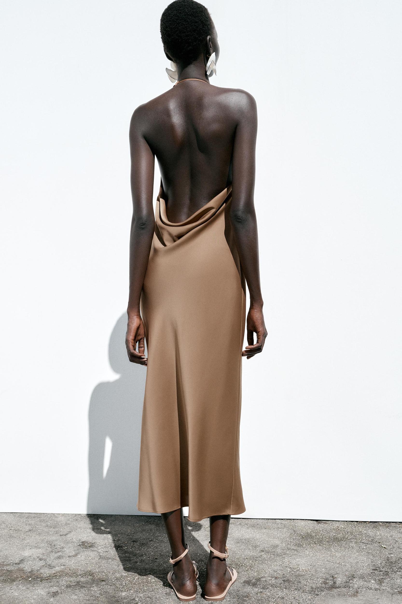 ASYMMETRIC SATIN MIDI DRESS Product Image