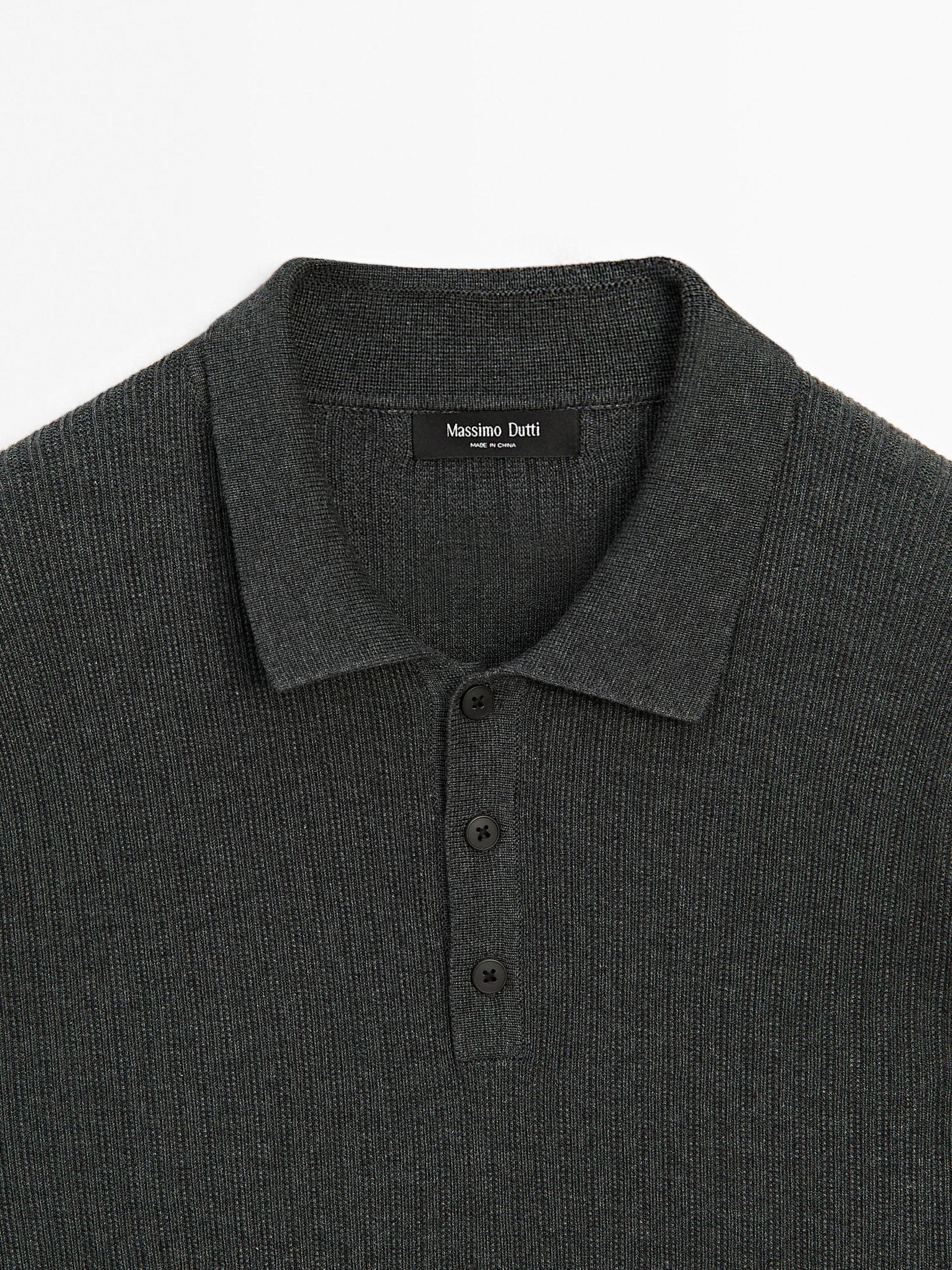 Cotton blend knit polo sweater Product Image