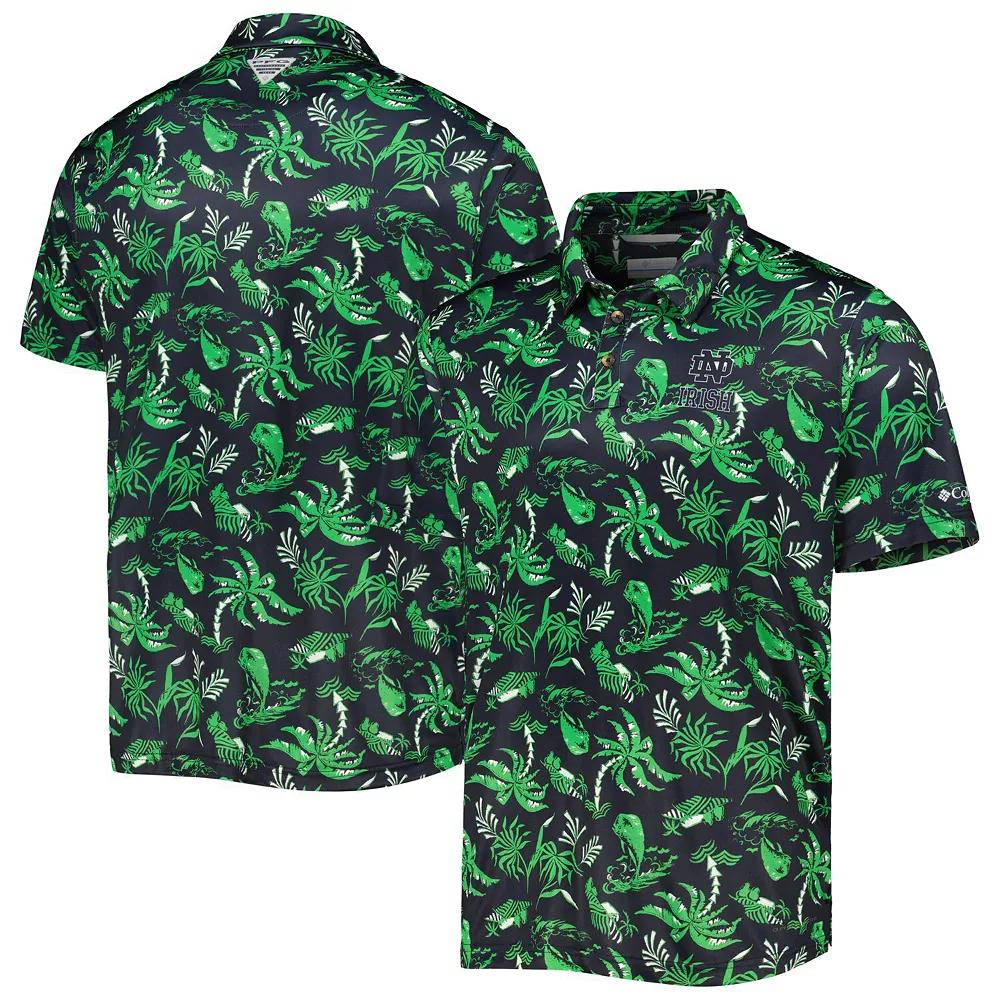 Men's Columbia Navy Notre Dame Fighting Irish Super Terminal Tackle Omni-Shade Polo,  Product Image