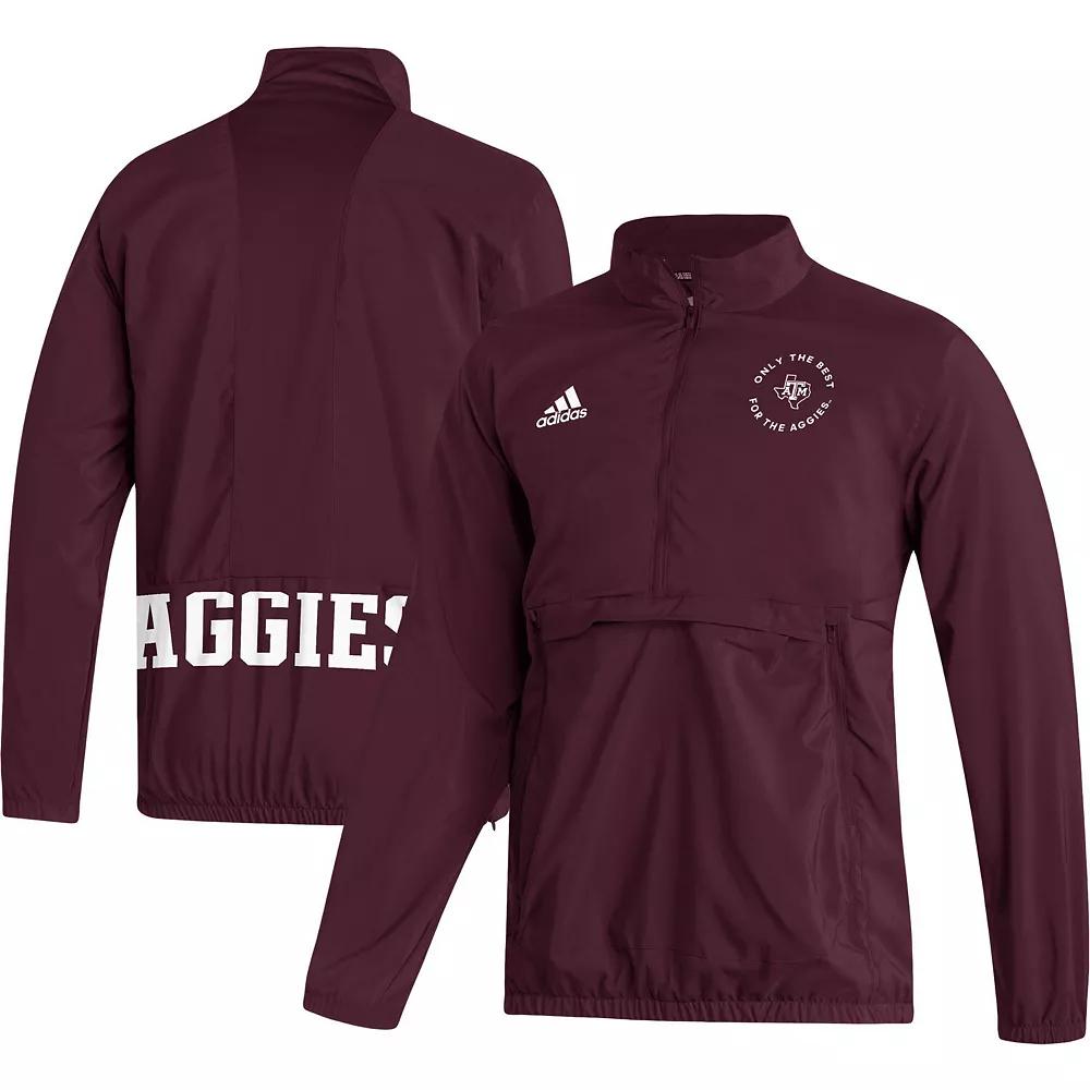 Men's adidas Maroon Texas A&M Aggies AEROREADY Half-Zip Jacket, Size: Medium, Red Product Image