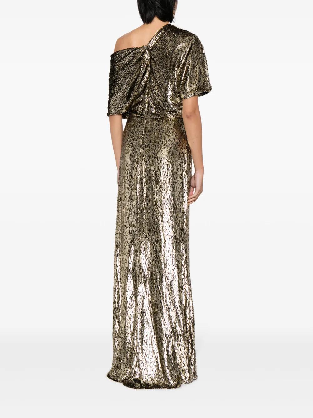 one-shoulder lamé-effect dress Product Image
