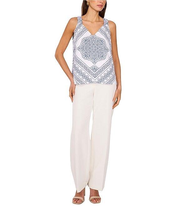 Vince Camuto Woven Printed V-Neck Sleeveless Tank Product Image