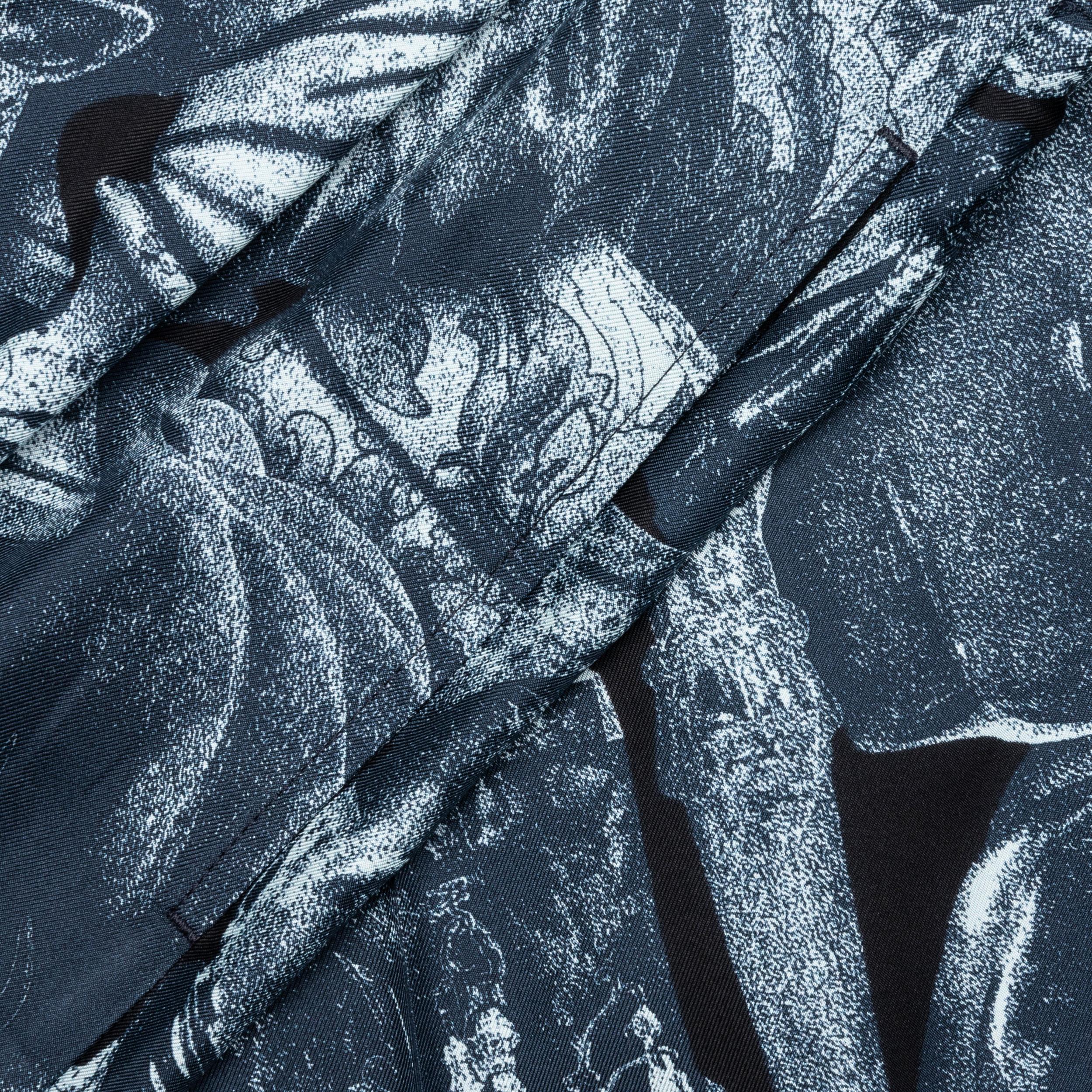 Silk Bermuda Shorts with Hubert Objects - Black/Navy Male Product Image