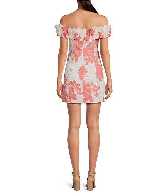 Lucy Paris Kynzie Floral Print Off-The-Shoulder Ruffle Sheath Dress Product Image