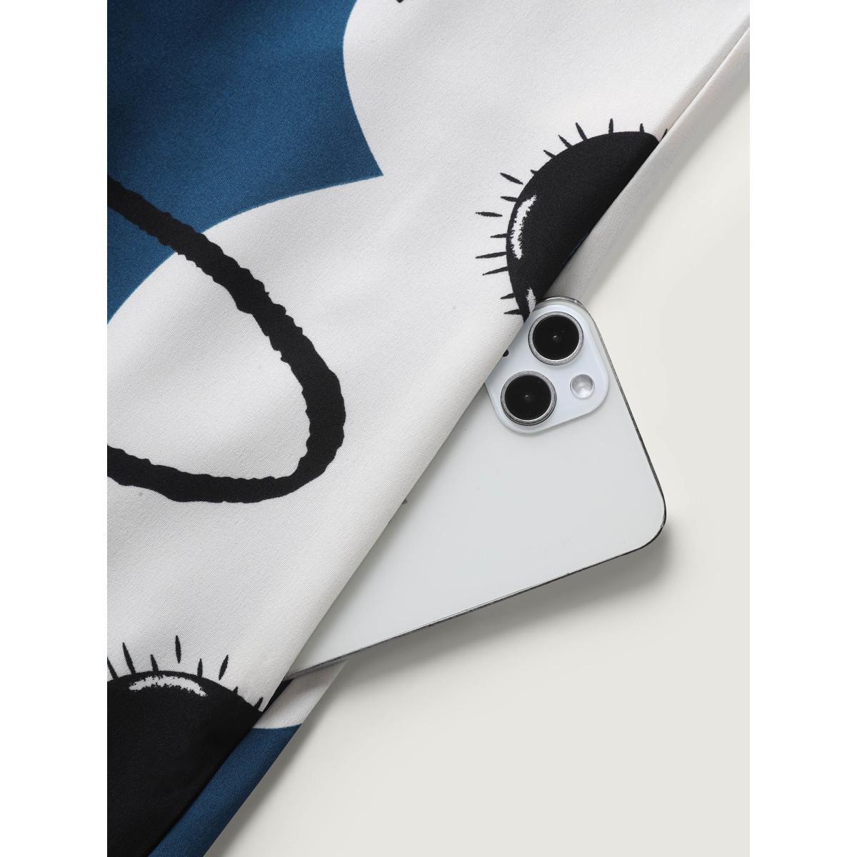 Plus Size Floral Pleated Front Pockets Midi Dress Mediumblue Women Leisure Notched collar Cap Sleeve Curvy BloomChic 12/L Product Image