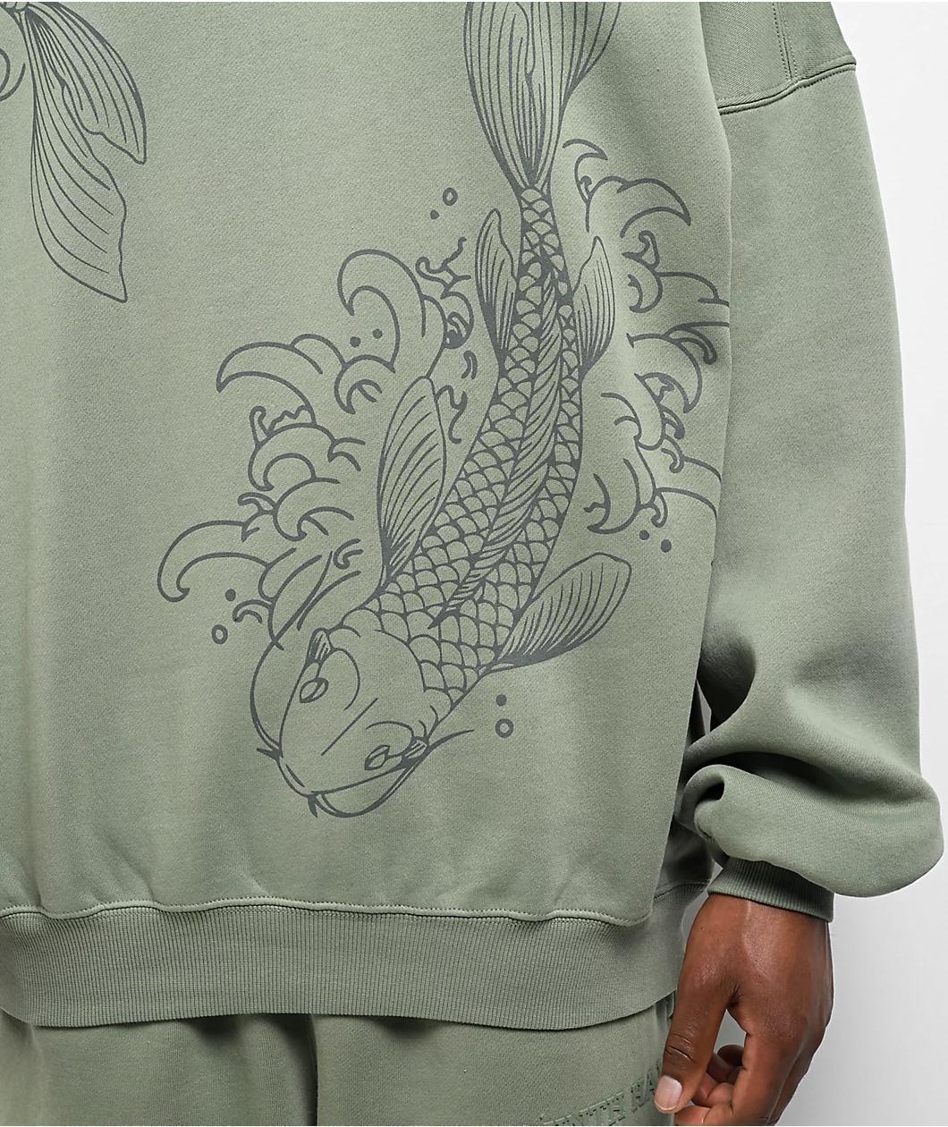 Ninth Hall Koi Pond Green Oversized Crewneck Sweatshirt Product Image