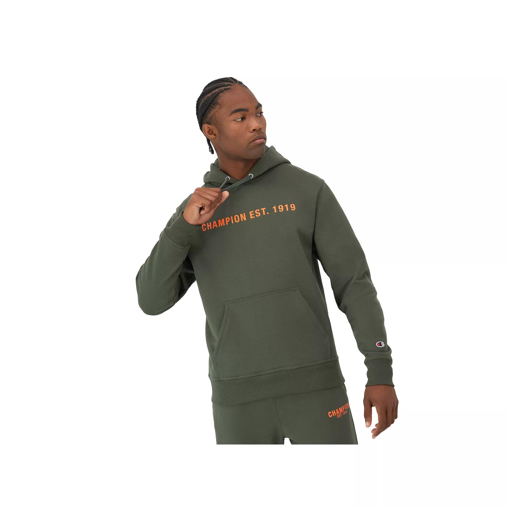 Men's Champion® Est. 1919 Powerblend Graphic Hoodie, Size: Small, Orange Product Image