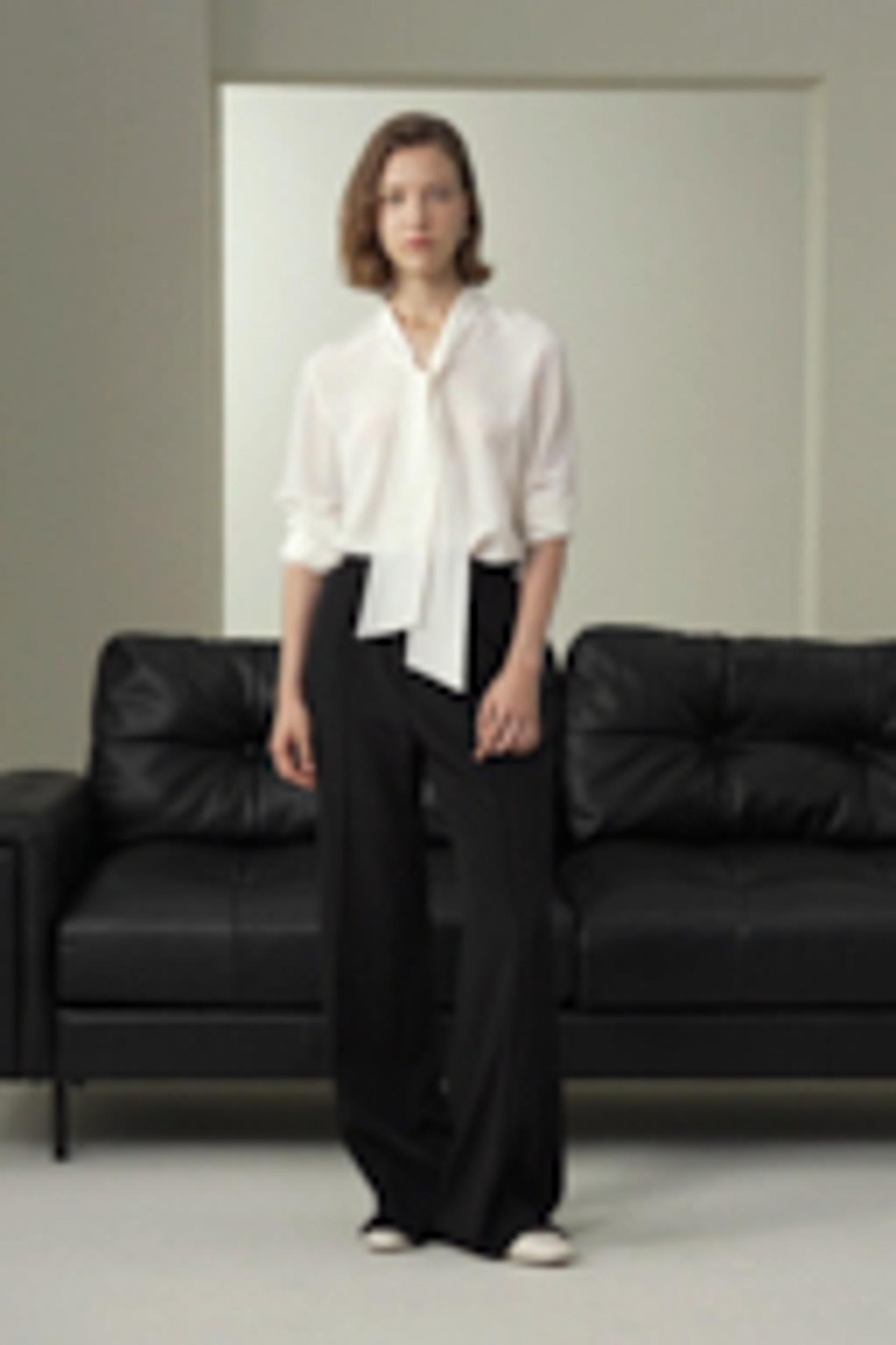 LILYSILK Womens Button Up Shirt Silk - Black Mulberry Silk - Versatile Deep V-Neck Tops S Product Image
