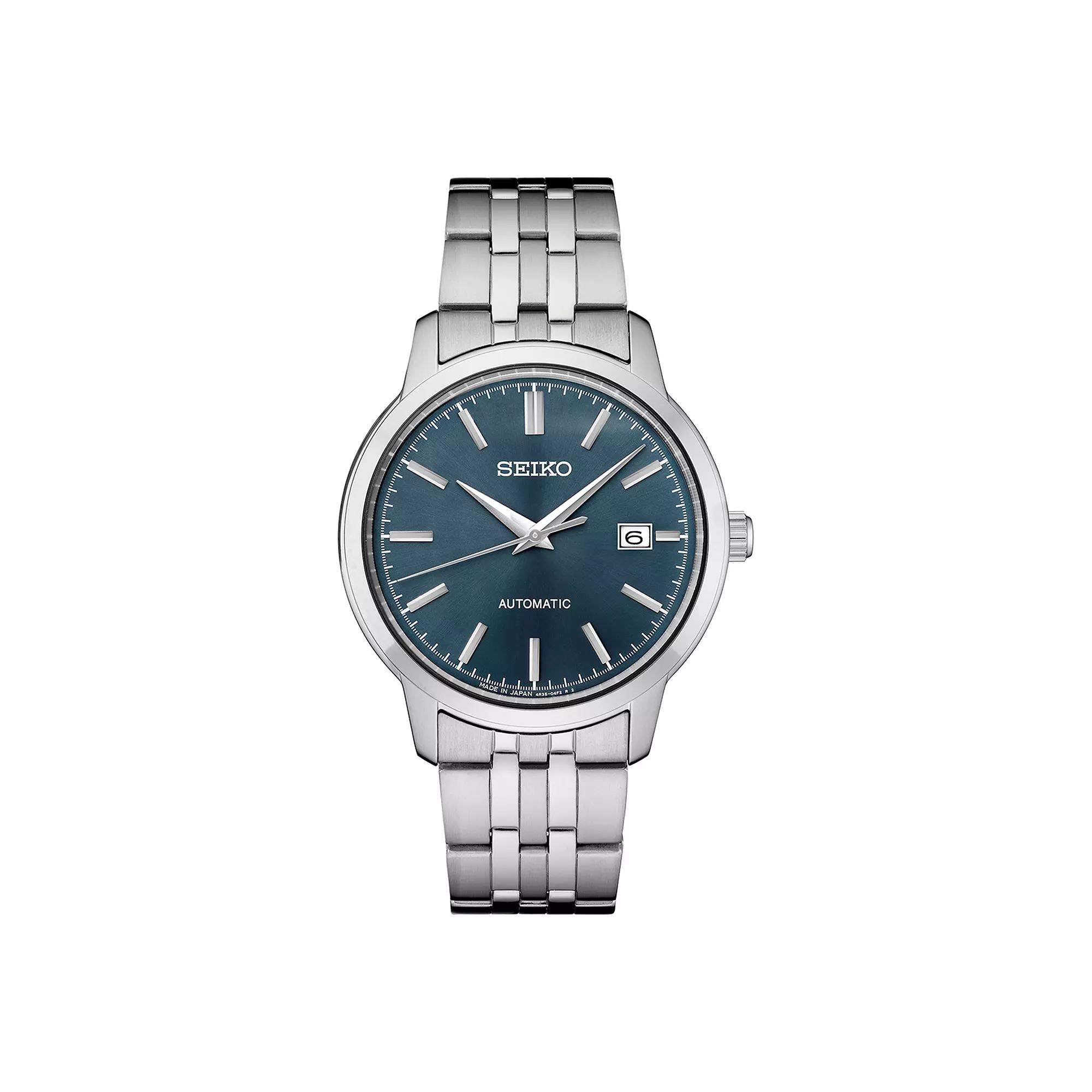 Seiko Essentials Mens Stainless Steel Green Dial Automatic Watch Blue Product Image