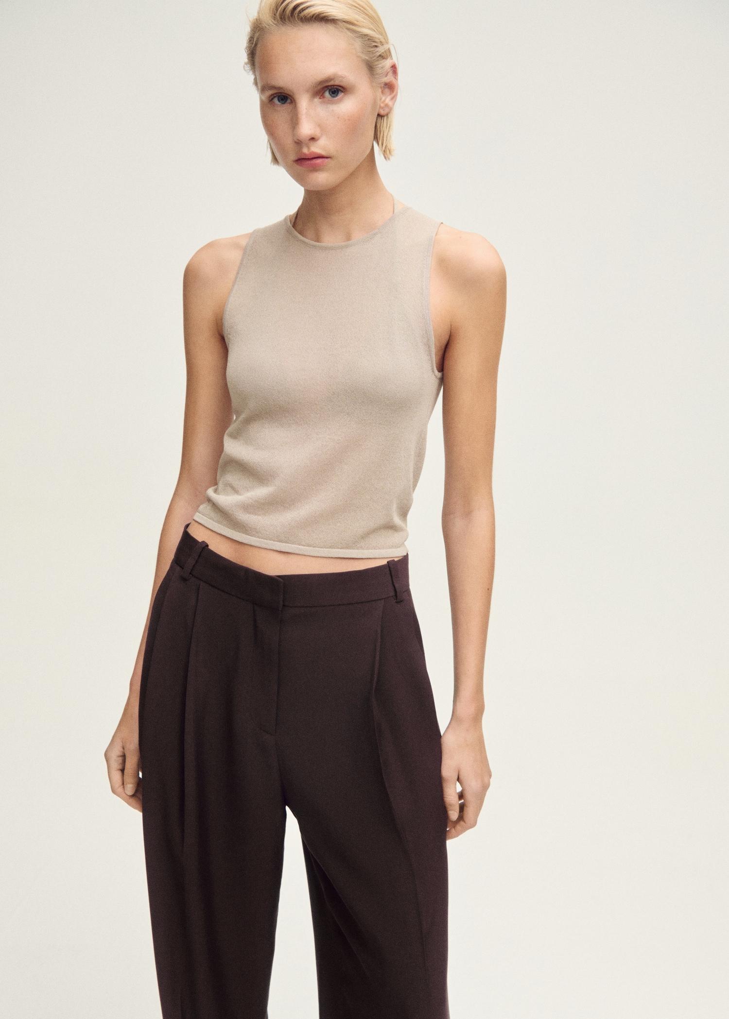 Wide-leg pleated pants - Women | MANGO USA Product Image