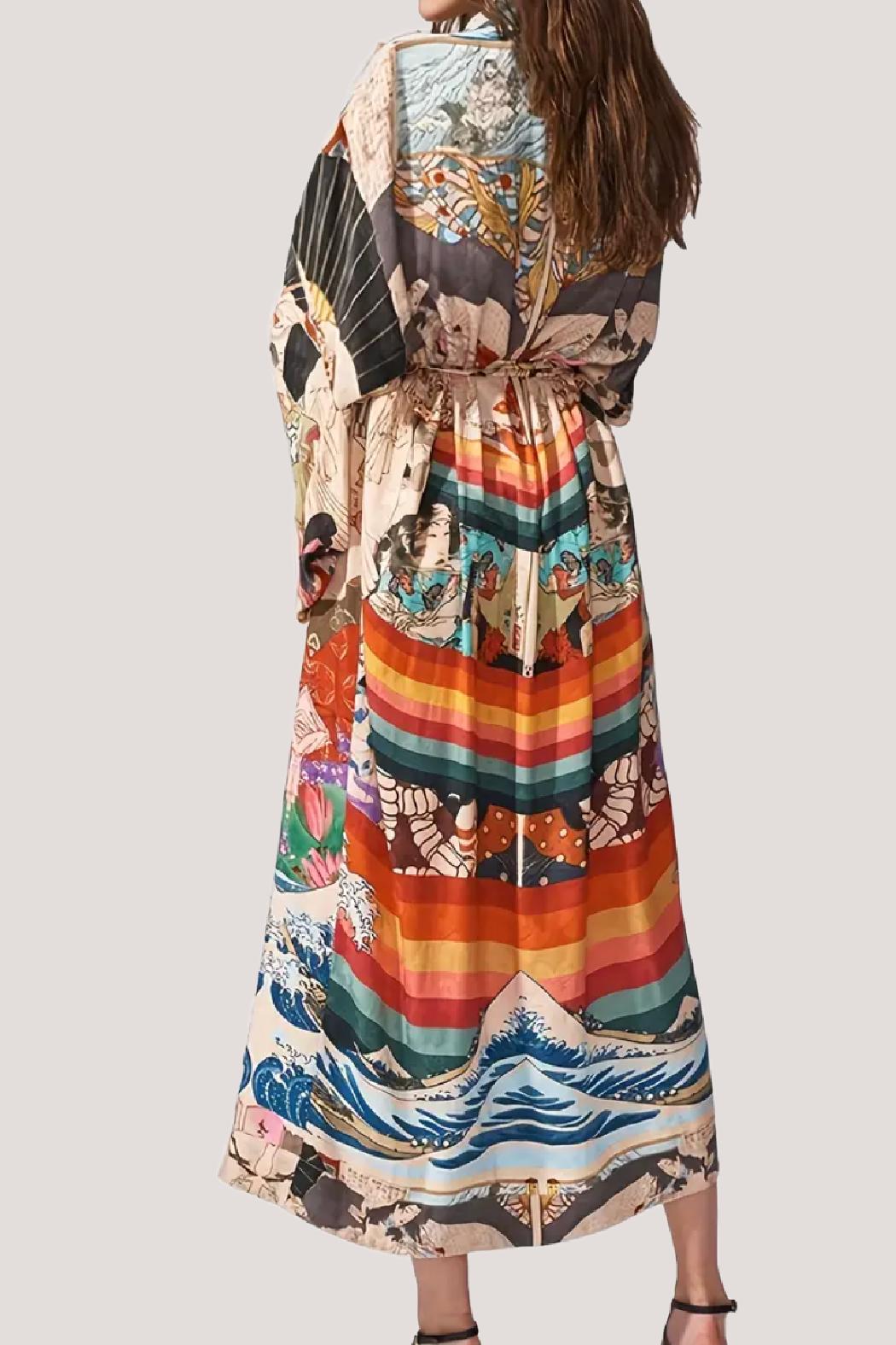 Printed Belted Beach Kimono Product Image