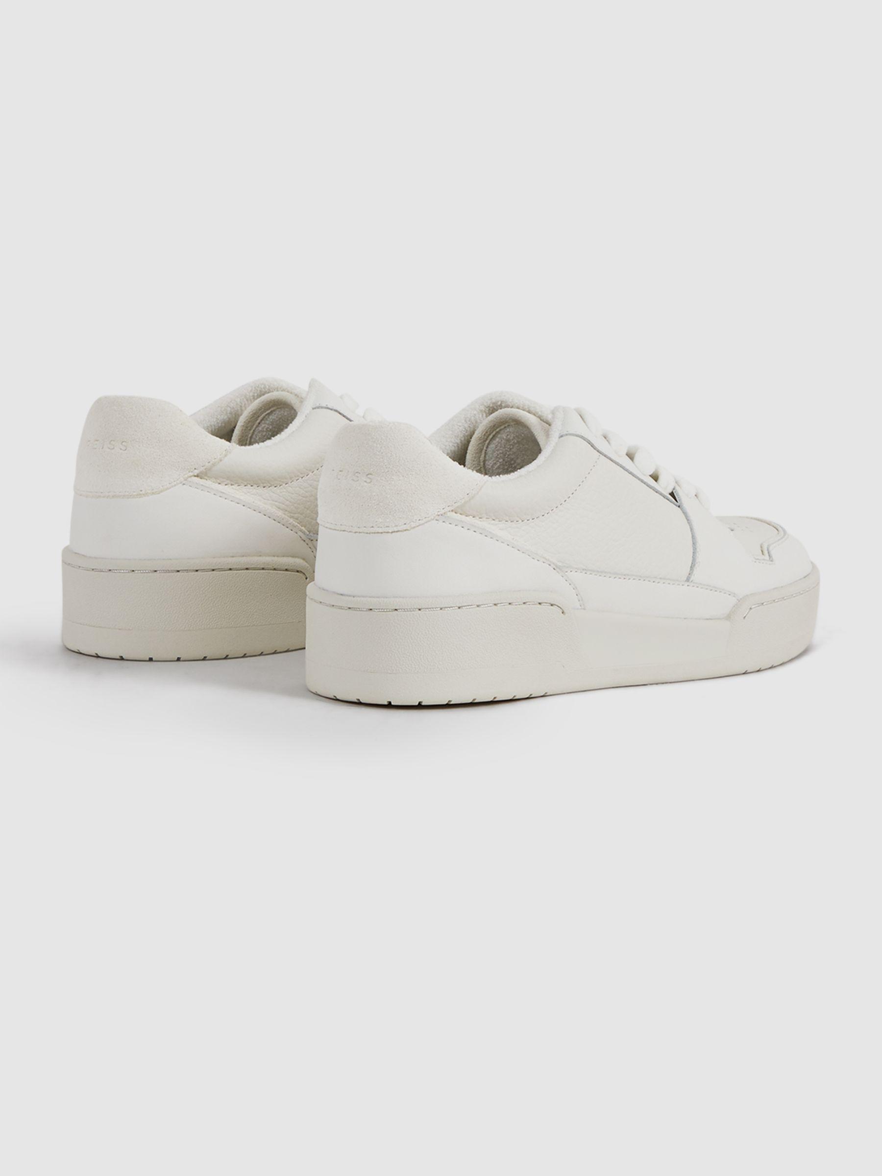 Leather Lace-Up Trainers in White Product Image