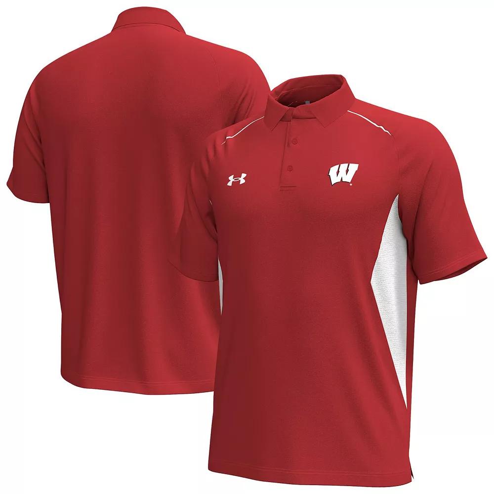 Men's Under Armour Red Wisconsin Badgers Title Performance Polo,  Product Image