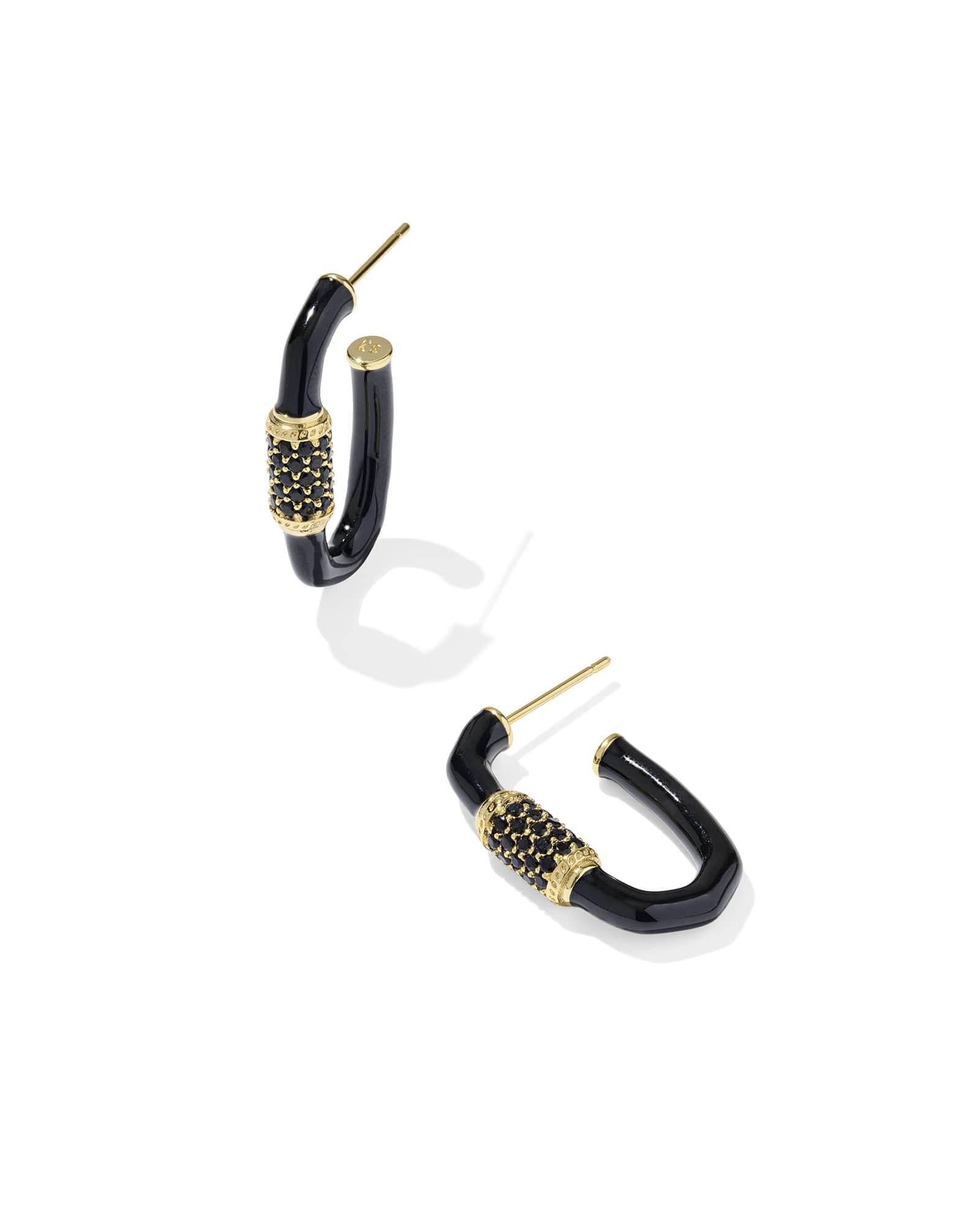 Emery Gold Enamel Hoop Earrings Product Image