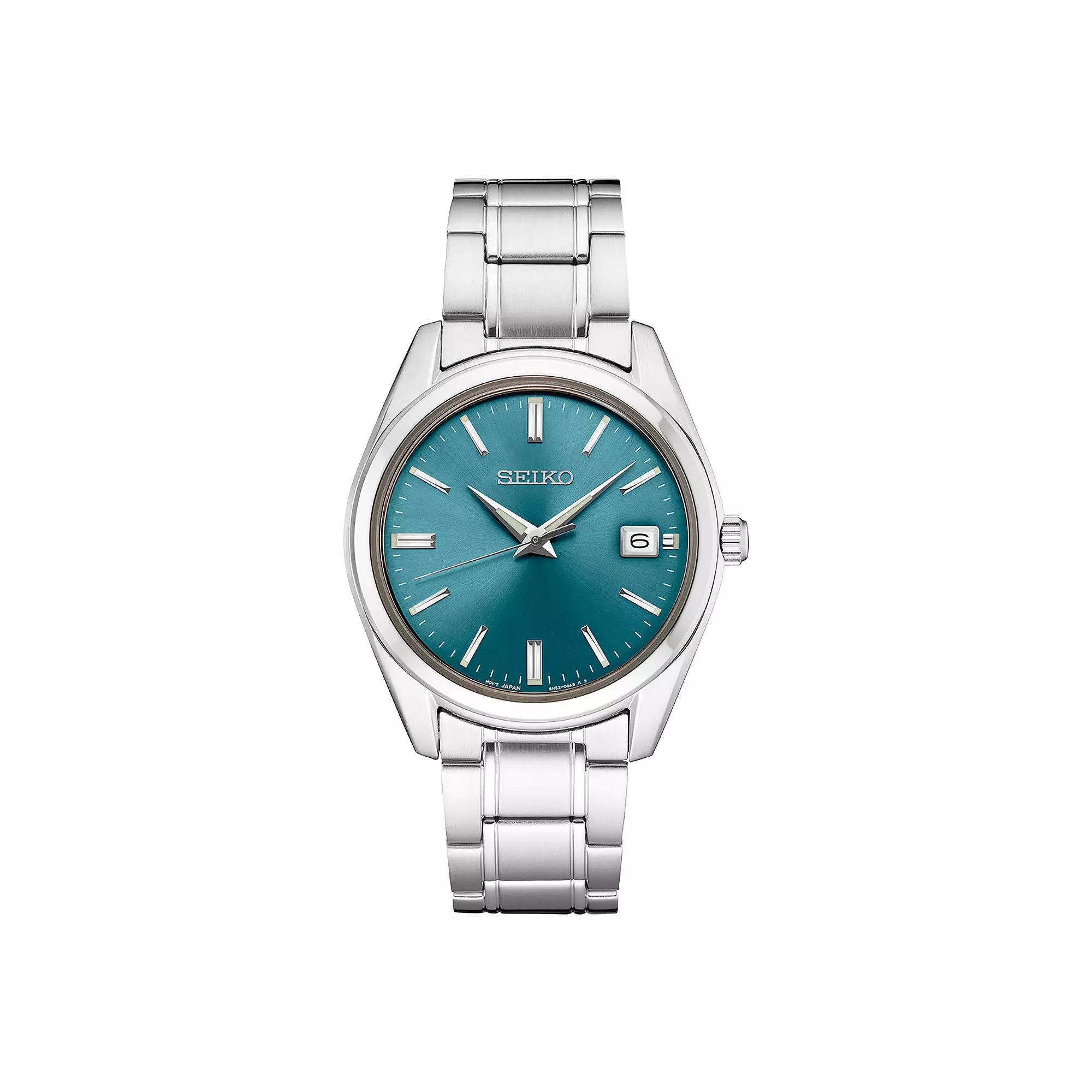 Seiko Men's Essentials Stainless Steel Quartz Blue Dial Watch - SUR525, Size: Large, Silver Product Image