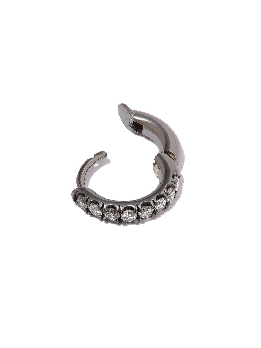 18kt white gold mini diamond hoop single earring Product Image