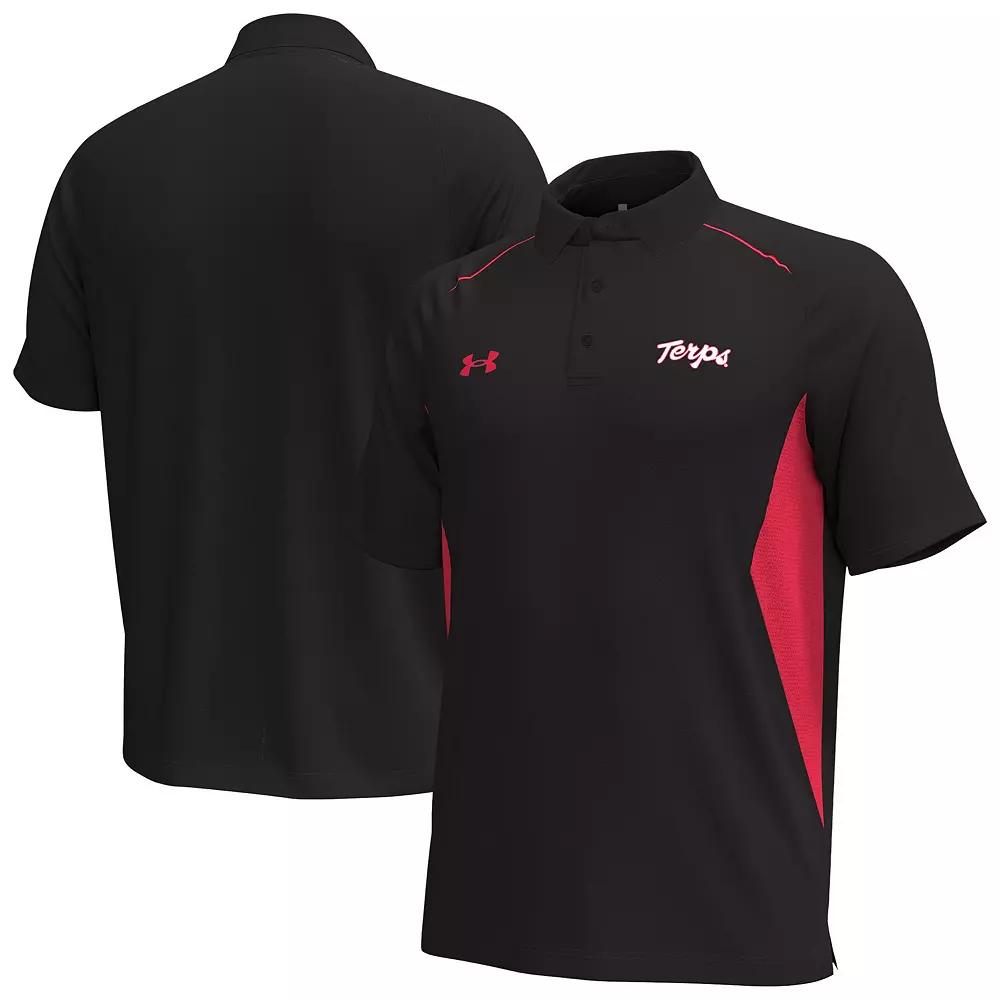 Men's Under Armour Black Maryland Terrapins Title Performance Polo,  Product Image