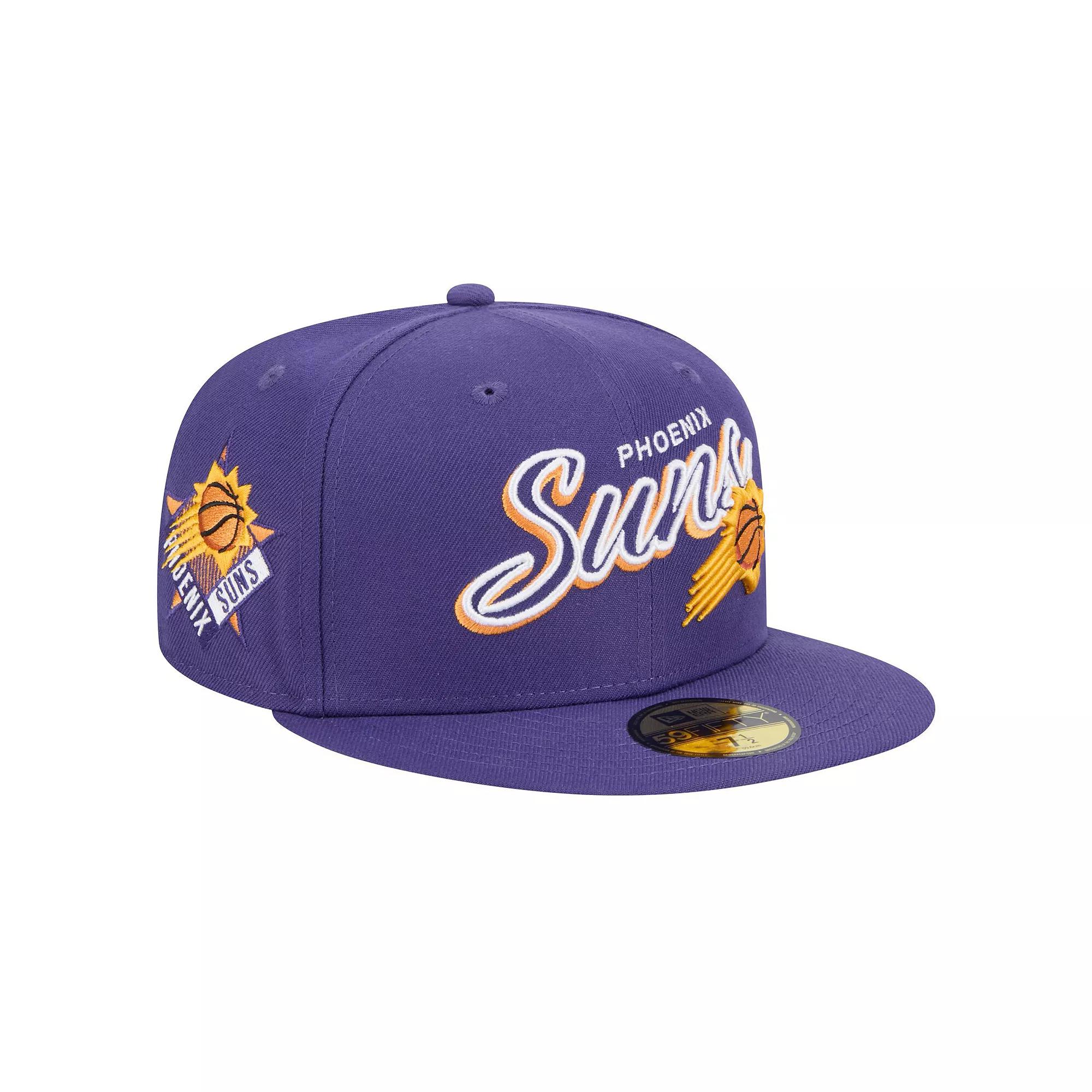 Men's New Era Purple Phoenix Suns Sport Night Script Sided 59FIFTY Fitted Hat,  Product Image
