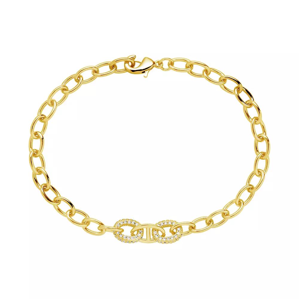 MC Collective Cubic Zirconia Bold Link Bracelet, Women's, Gold Tone Product Image