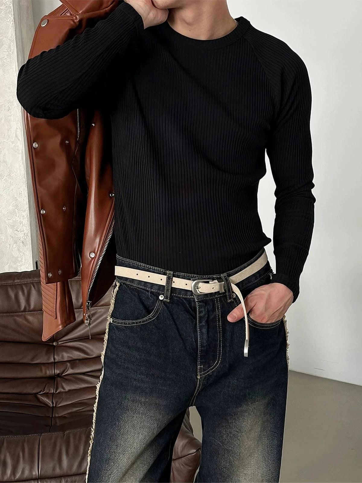 RT No. 13034 BLACK SLIM KNIT LONGSLEEVE Product Image