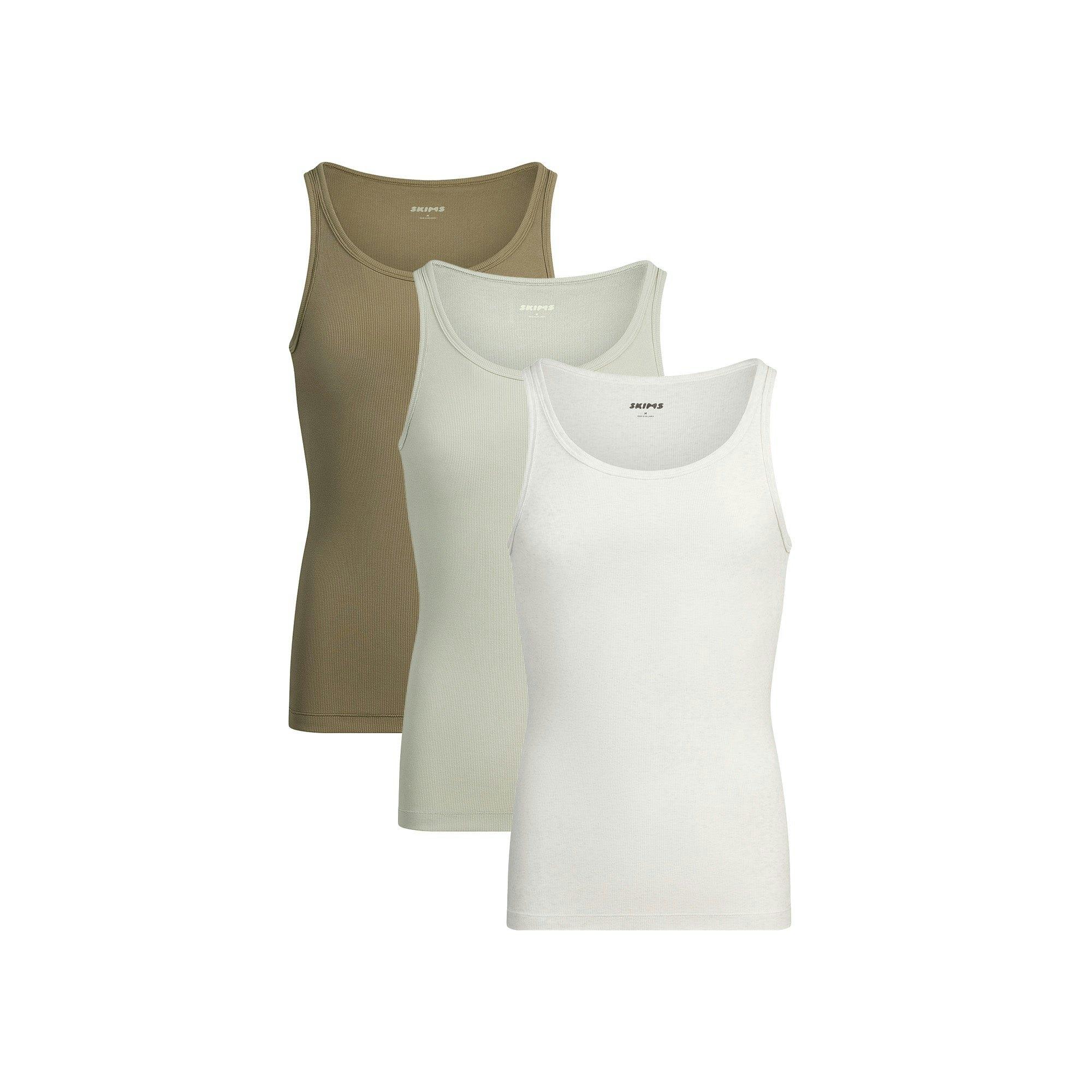 SKIMS COTTON MENS RIB TANK 3-PACK | ARMY MULTI Product Image