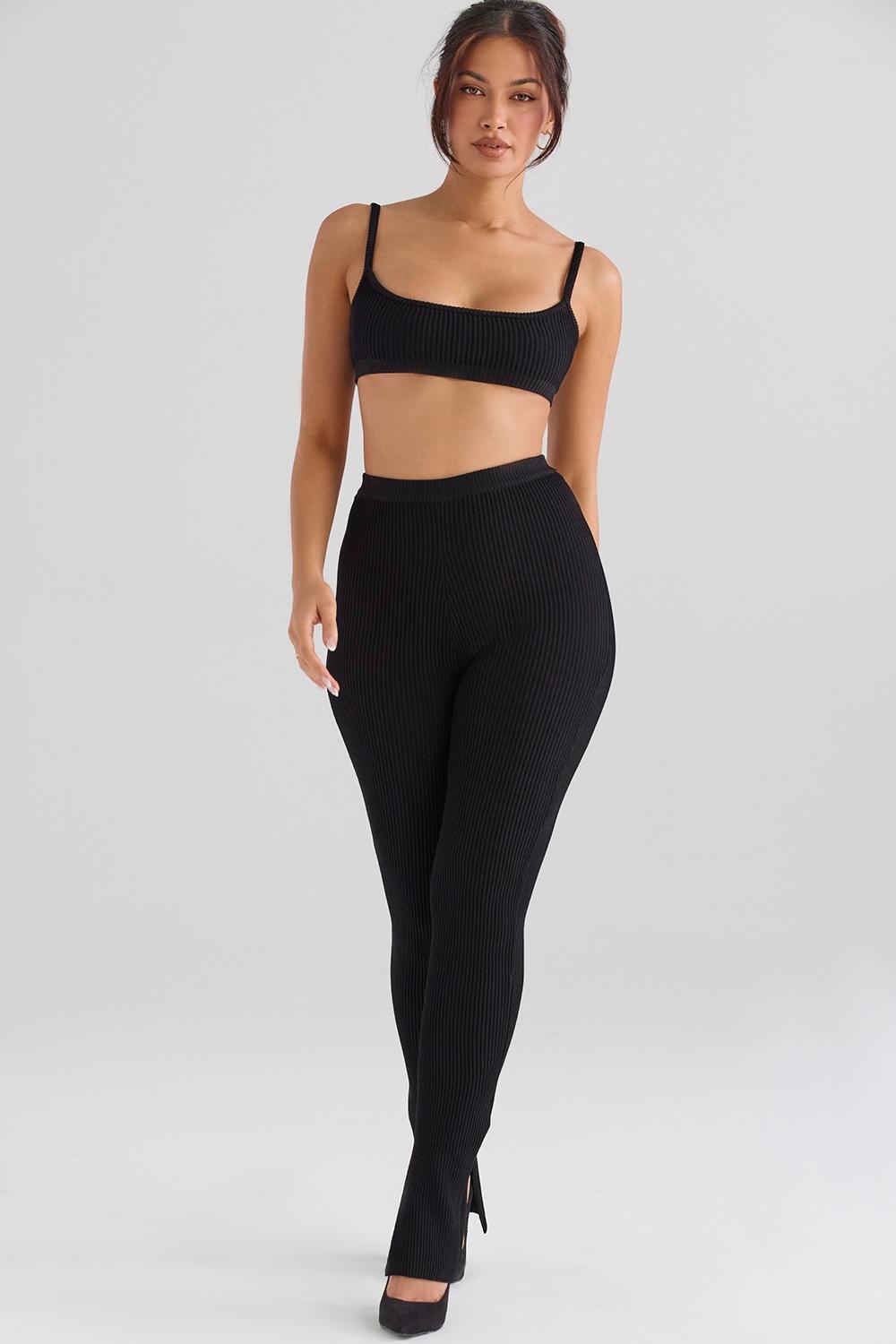 Mischa  black ribbed knit bralette - sale Product Image