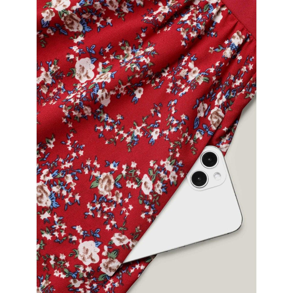 Plus Size Twist-Front V-Neck Stretchy Waist Midi Dress Raspberry Women Romantic Twist V-neck Short sleeve Curvy BloomChic 22-24/3X Product Image