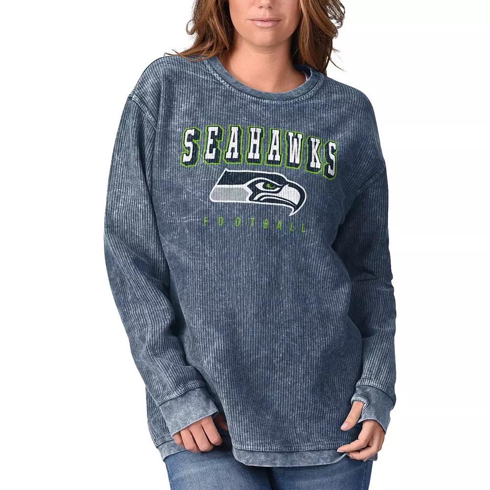 Women's G-III 4Her by Carl Banks Navy Seattle Seahawks Comfy Cord Pullover Sweatshirt, Size: Medium, Blue Product Image