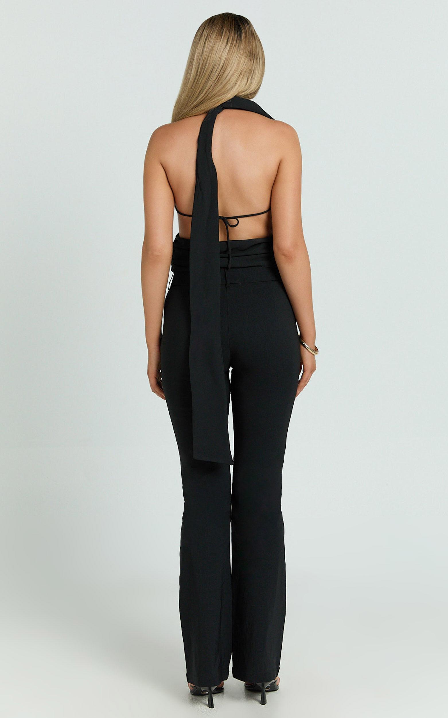 Lindsay Pants - Mid Rise Belted Bootcut Pants in Black Product Image