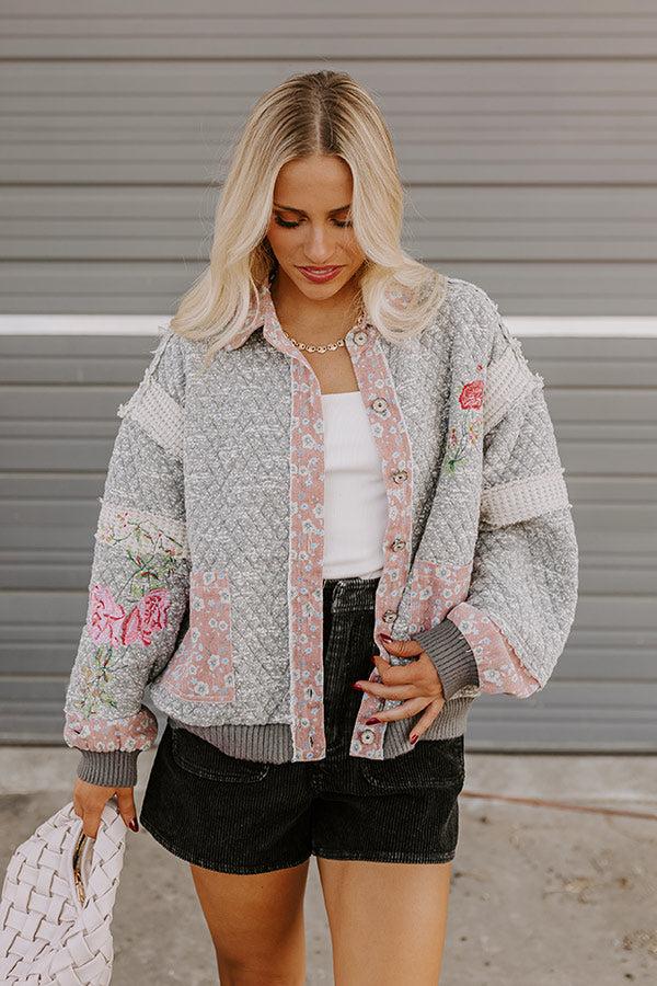 Keeping Cozy Quilted Jacket in Grey Product Image