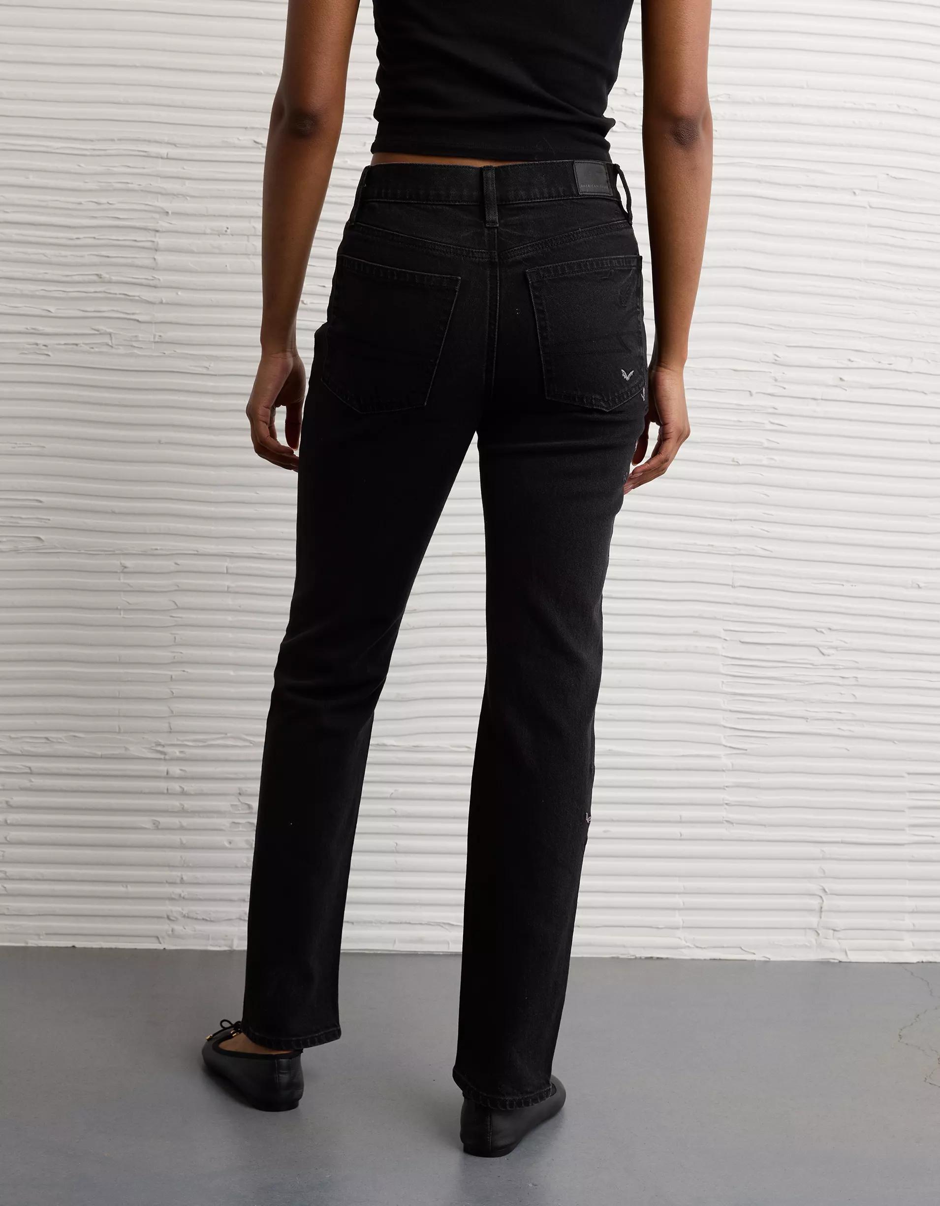 AE Stretch Super High-Waisted Straight Jean Product Image