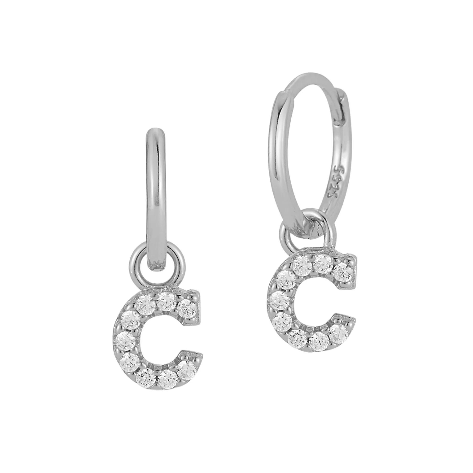 Sunkissed Sterling Cubic Zirconia Initial Drop Earrings, Women's, Silver Tone C Product Image
