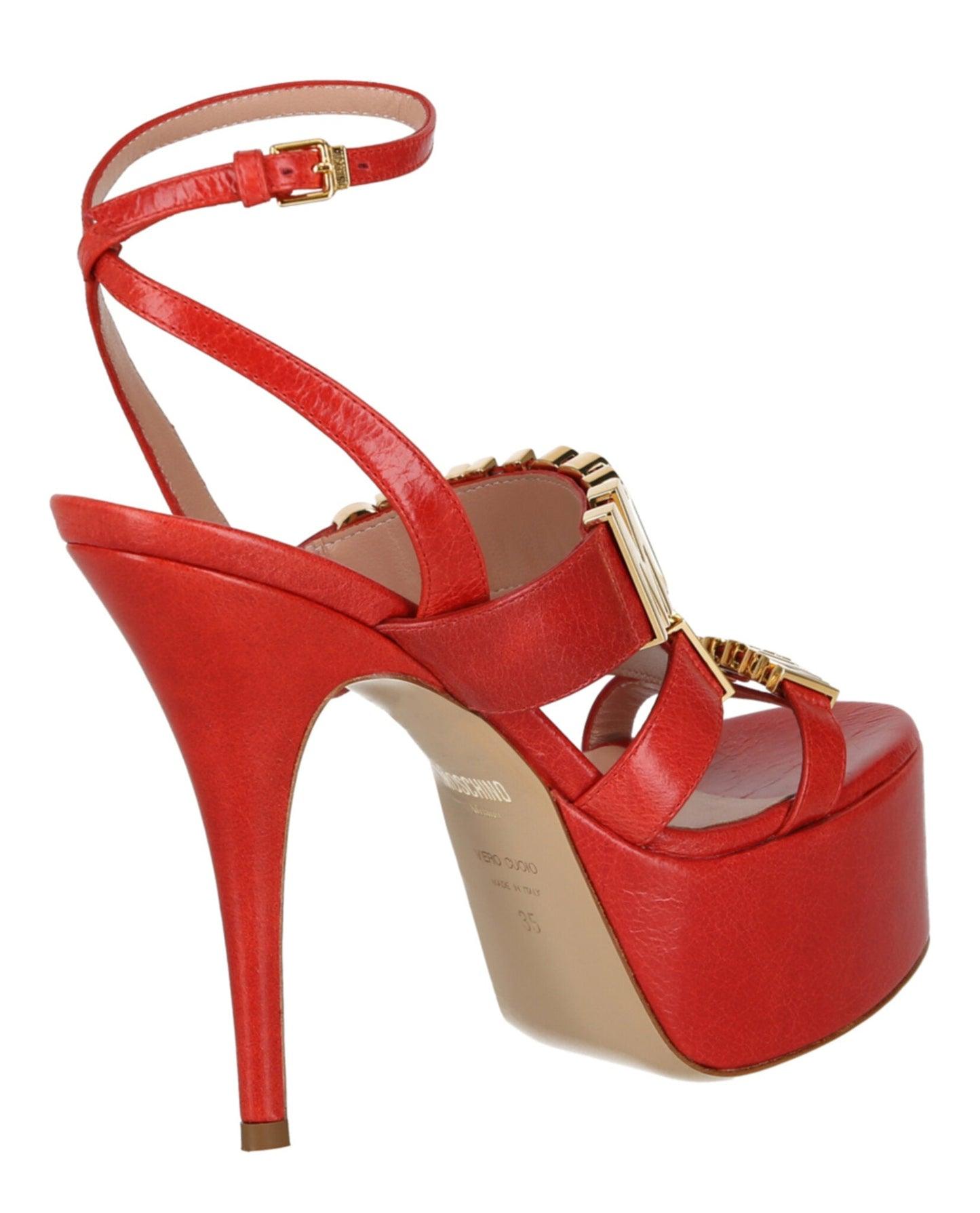 Moschino Degrade Metal Logo Heeled Sandals Female Product Image