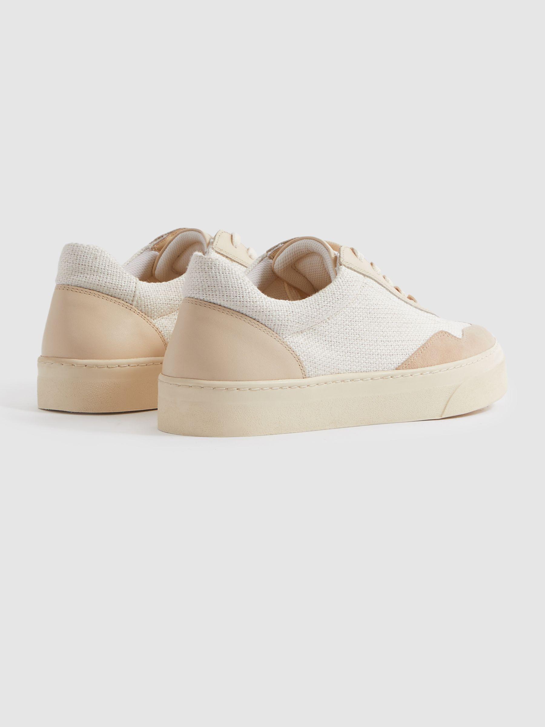 Canvas Leather Chunky Trainers in Natural Product Image