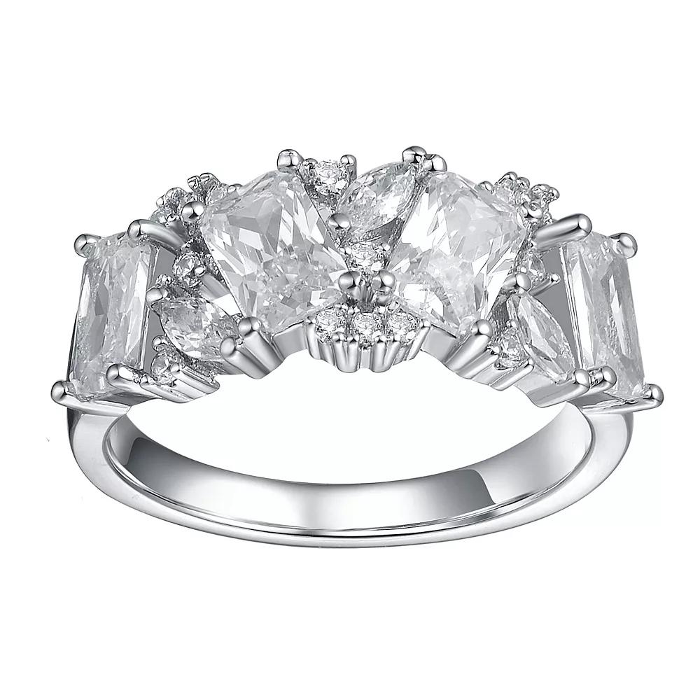 Sterling Silver Cubic Zirconia & Diamond Accent Radiant Cluster Ring, Womens Product Image