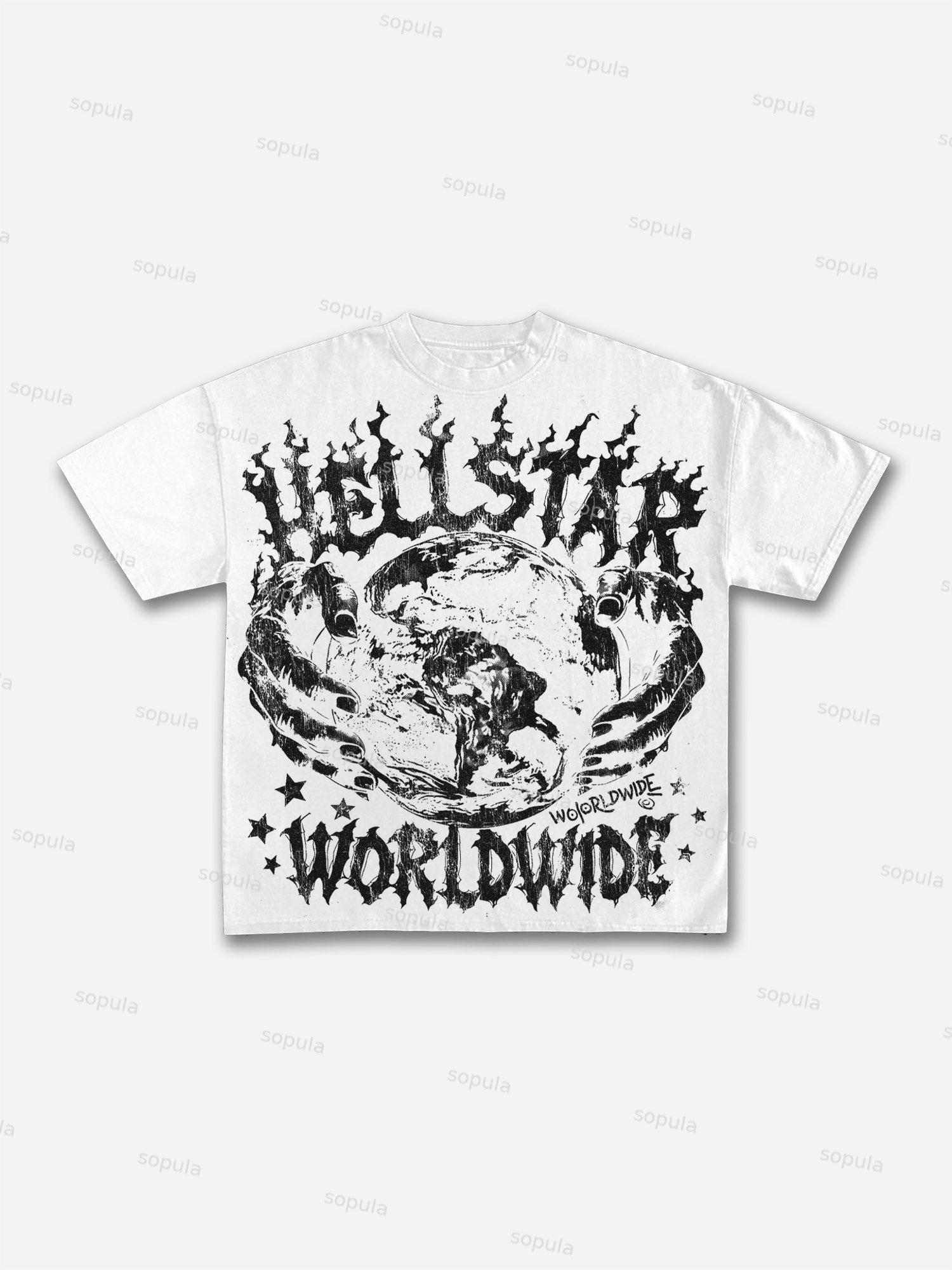 Retro Worldwide Graphic Cotton T-shirt Product Image