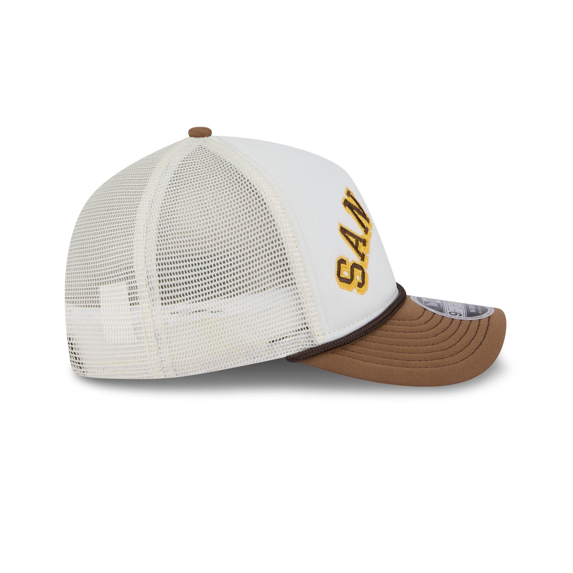 San Diego Padres Chrome Arch 9FORTY M-Crown A-Frame Trucker Hat Male Product Image