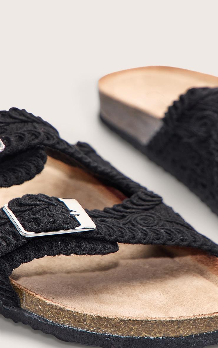 Black Crochet Knit Footbed Sandals Product Image