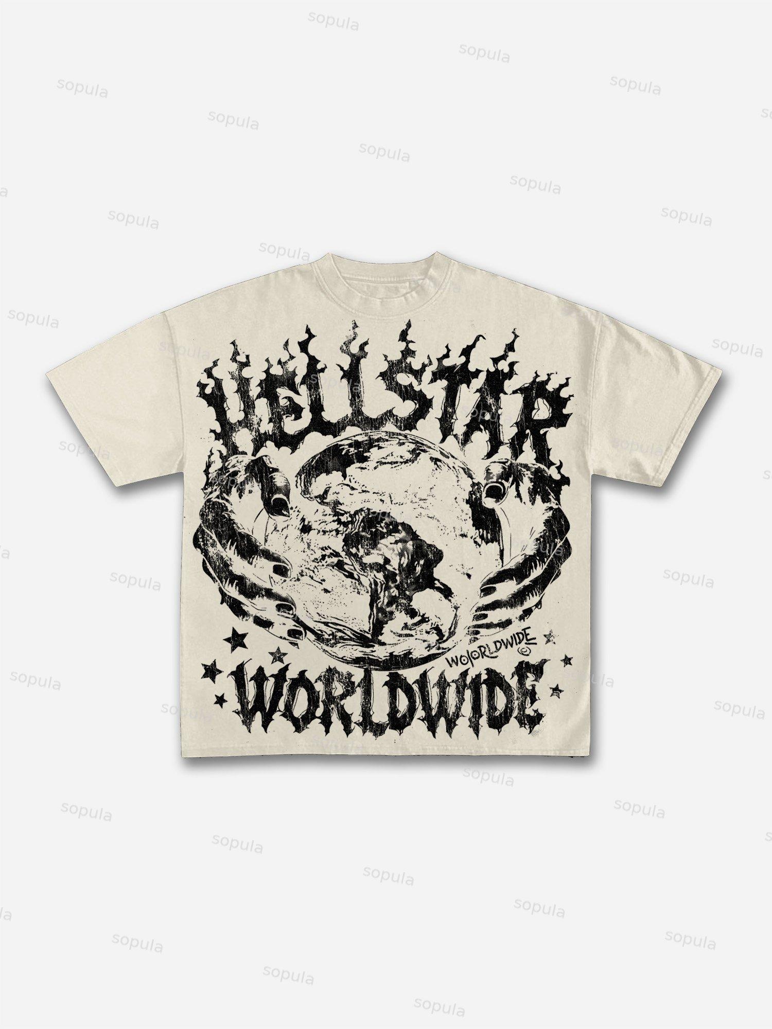 Retro Worldwide Graphic Cotton T-shirt Product Image