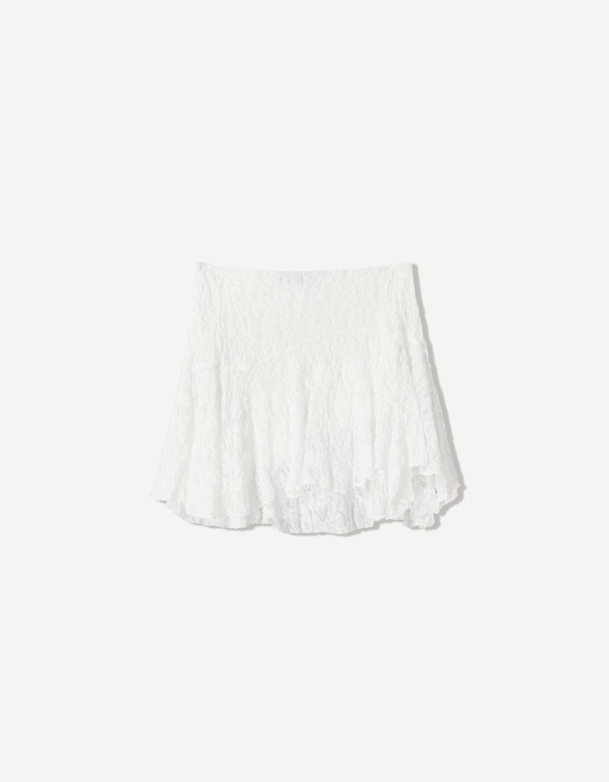 Blonde lace ruffled mini skirt Product Image