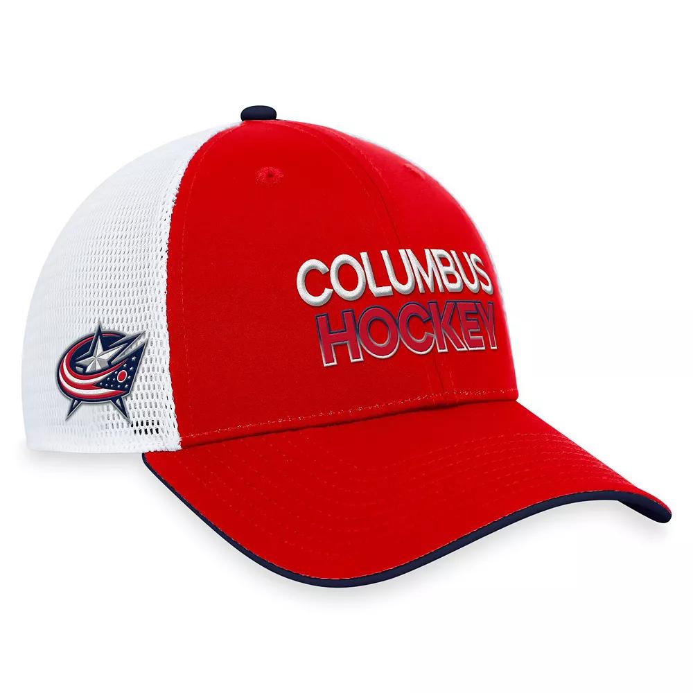 Men's Fanatics Branded  Red Columbus Blue Jackets Authentic Pro Rink Trucker Adjustable Hat Product Image