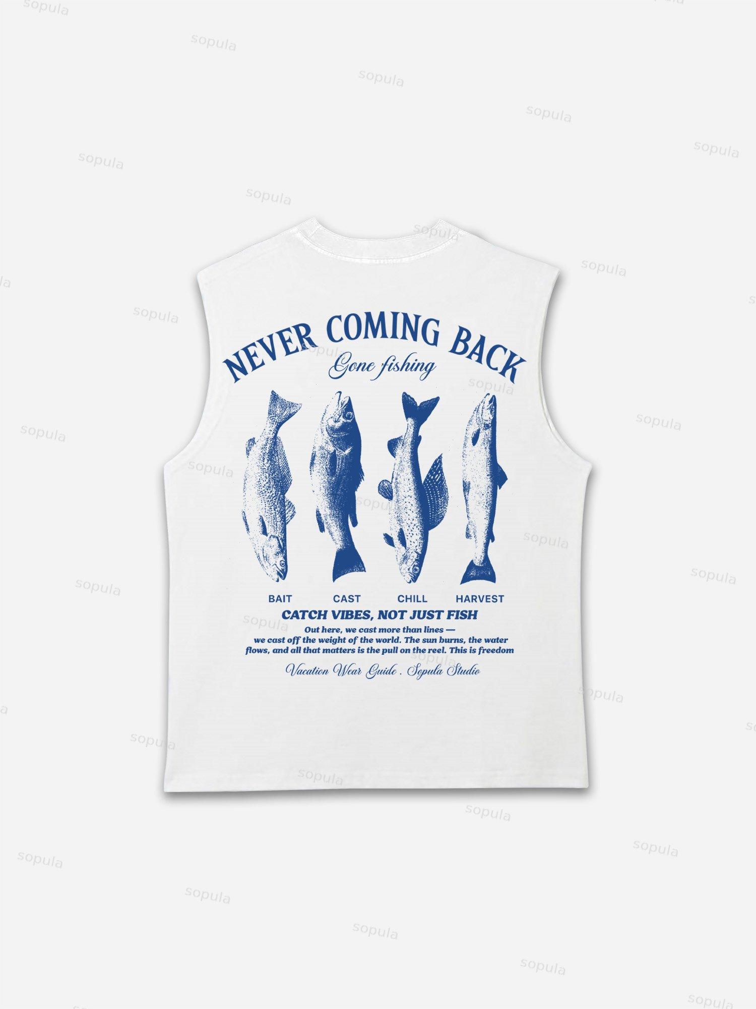 Vacation Wear Guide Vintage Sea Fishing Graphic Tank Top Product Image