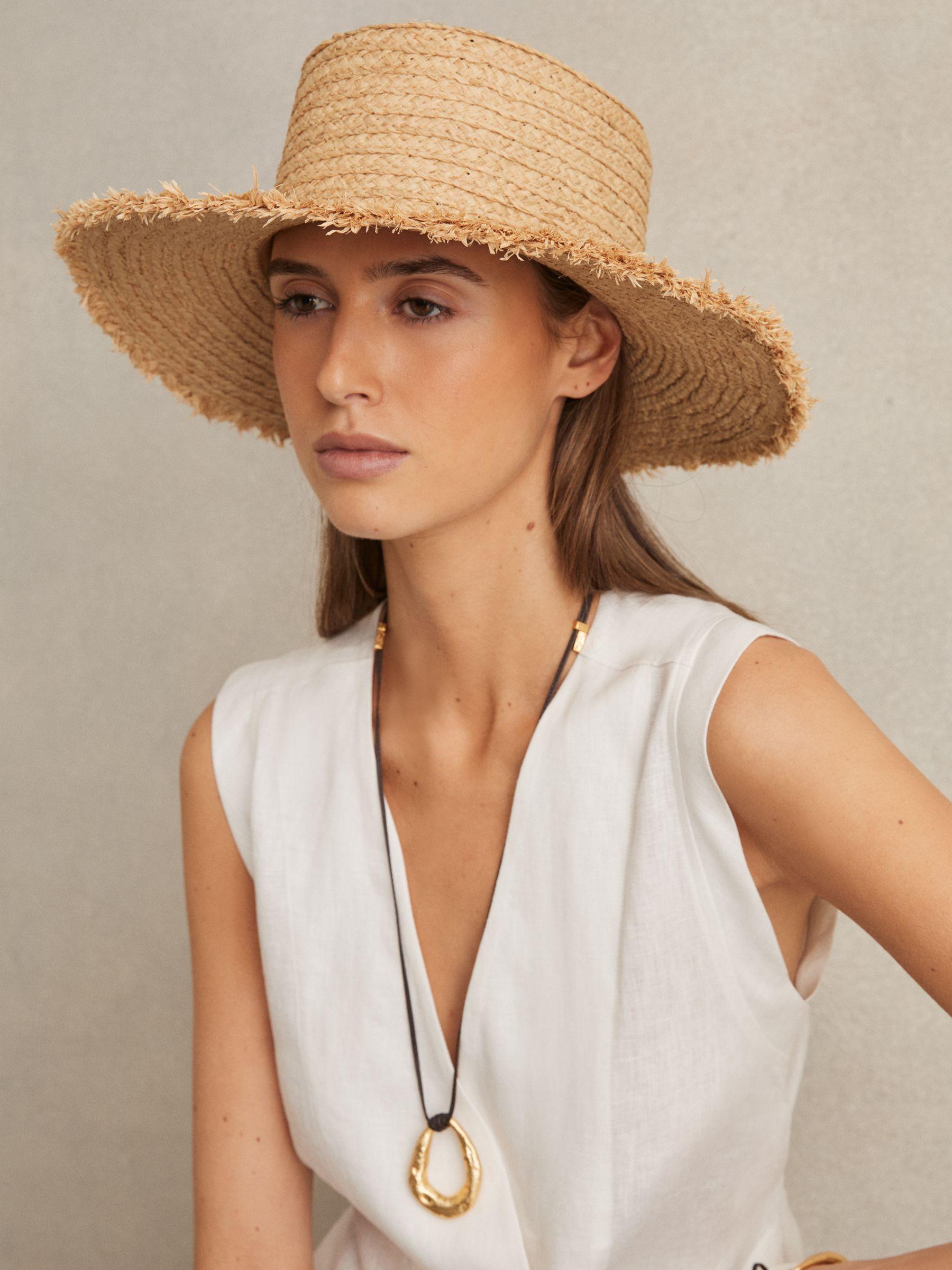 Straw Boater Hat in Natural Product Image