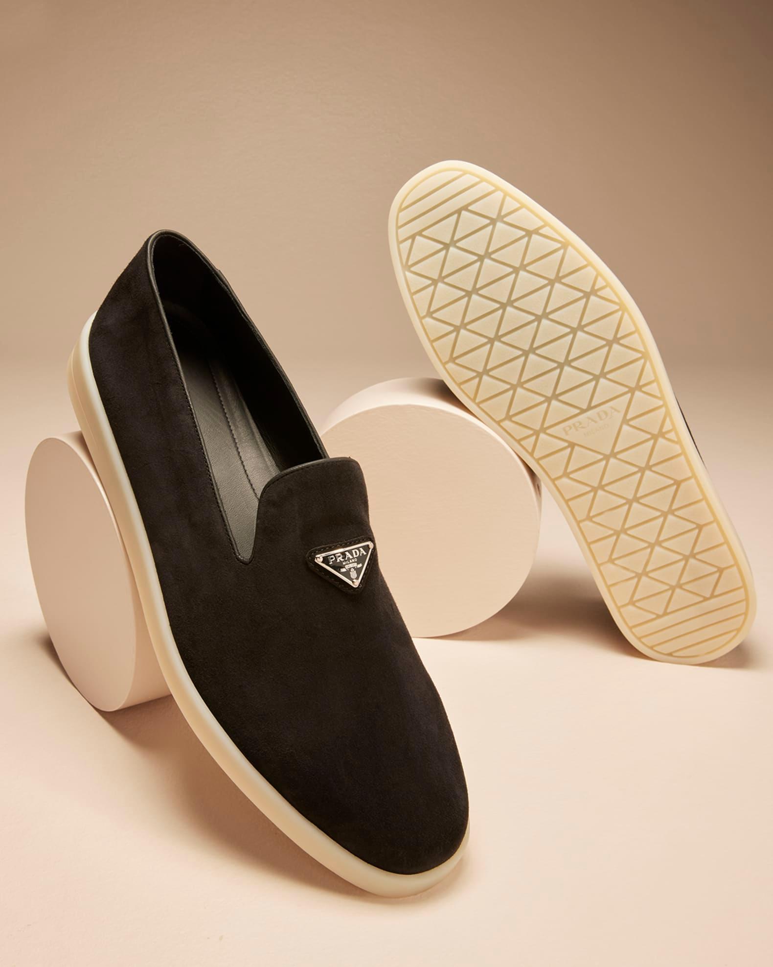 Men's Triangle Logo Suede Loafers Product Image