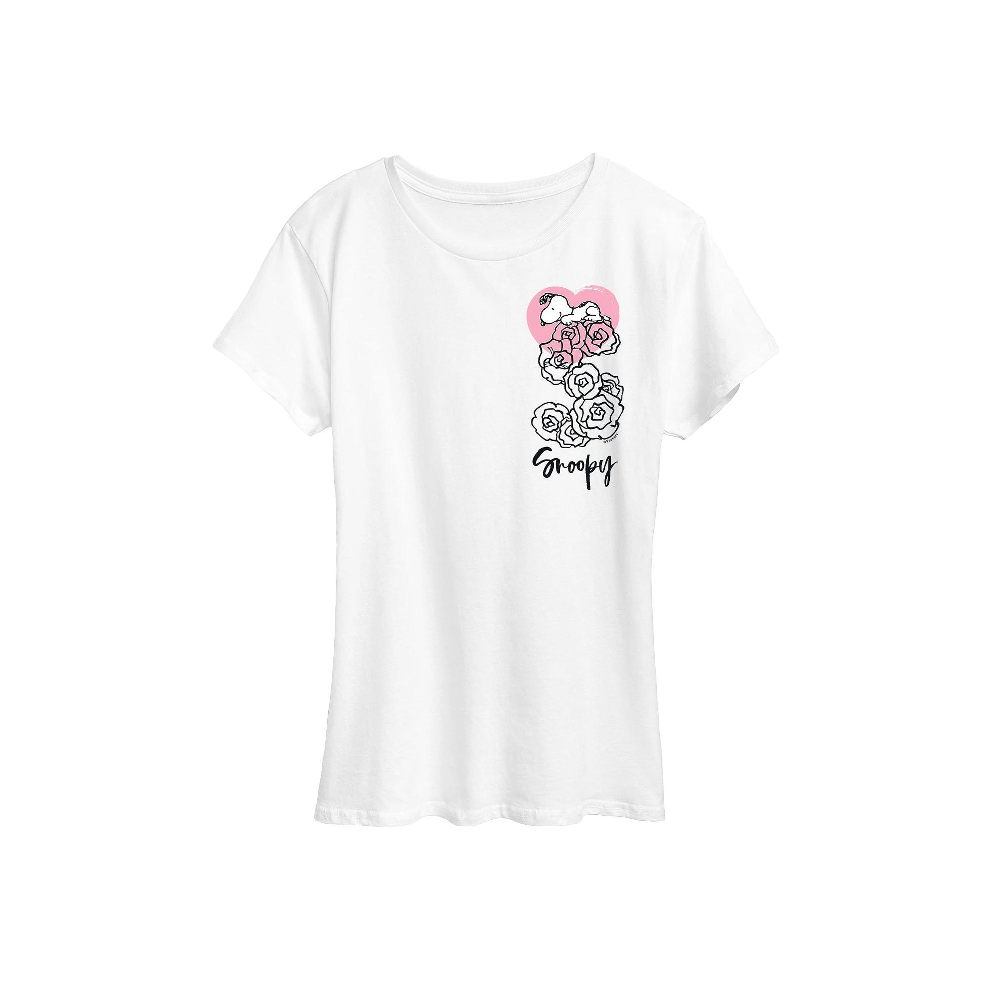Women's Peanuts Snoopy Valentine's Roses Graphic Tee,  Product Image