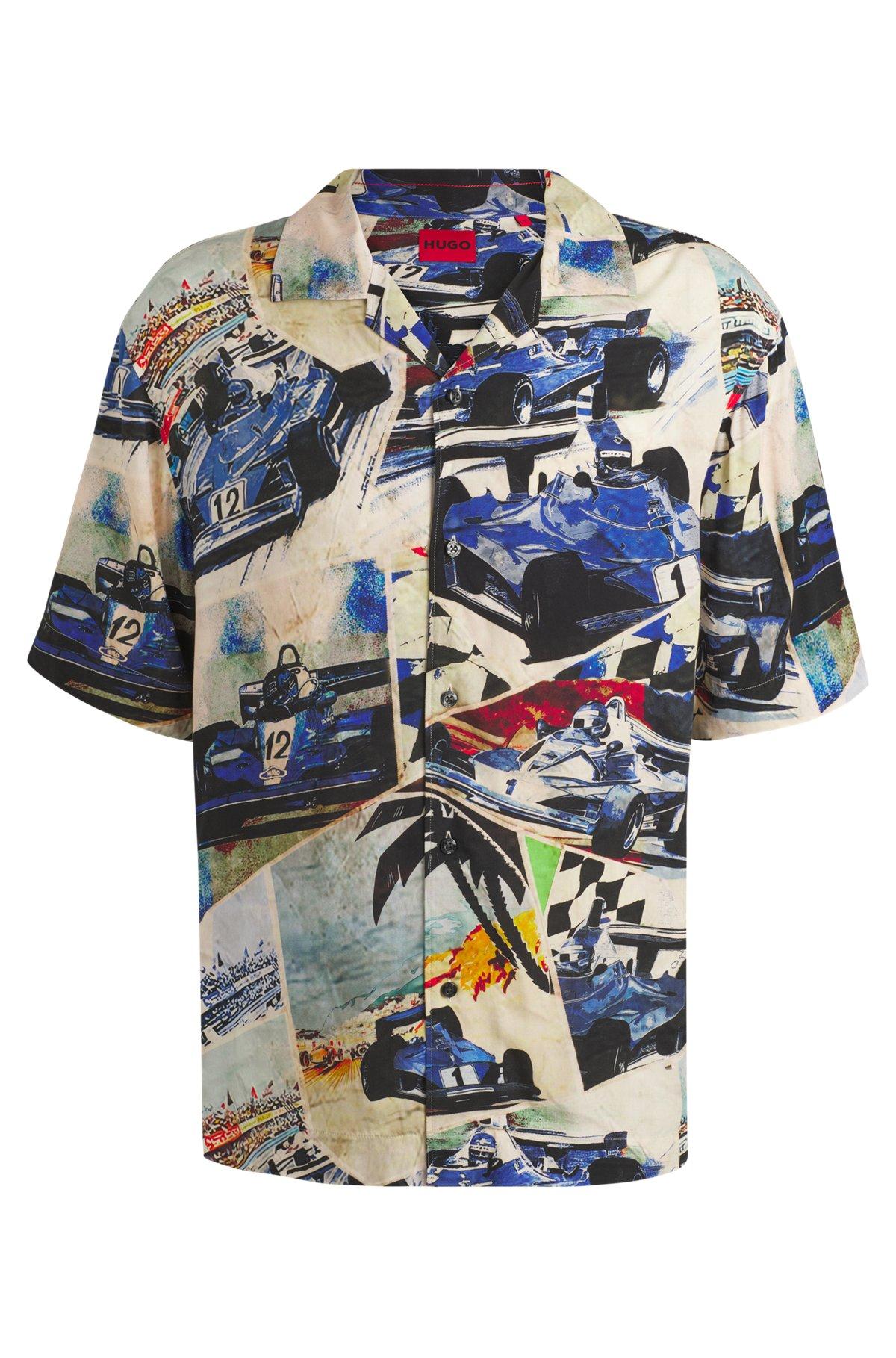 Oversize-fit shirt with vintage racing print Product Image